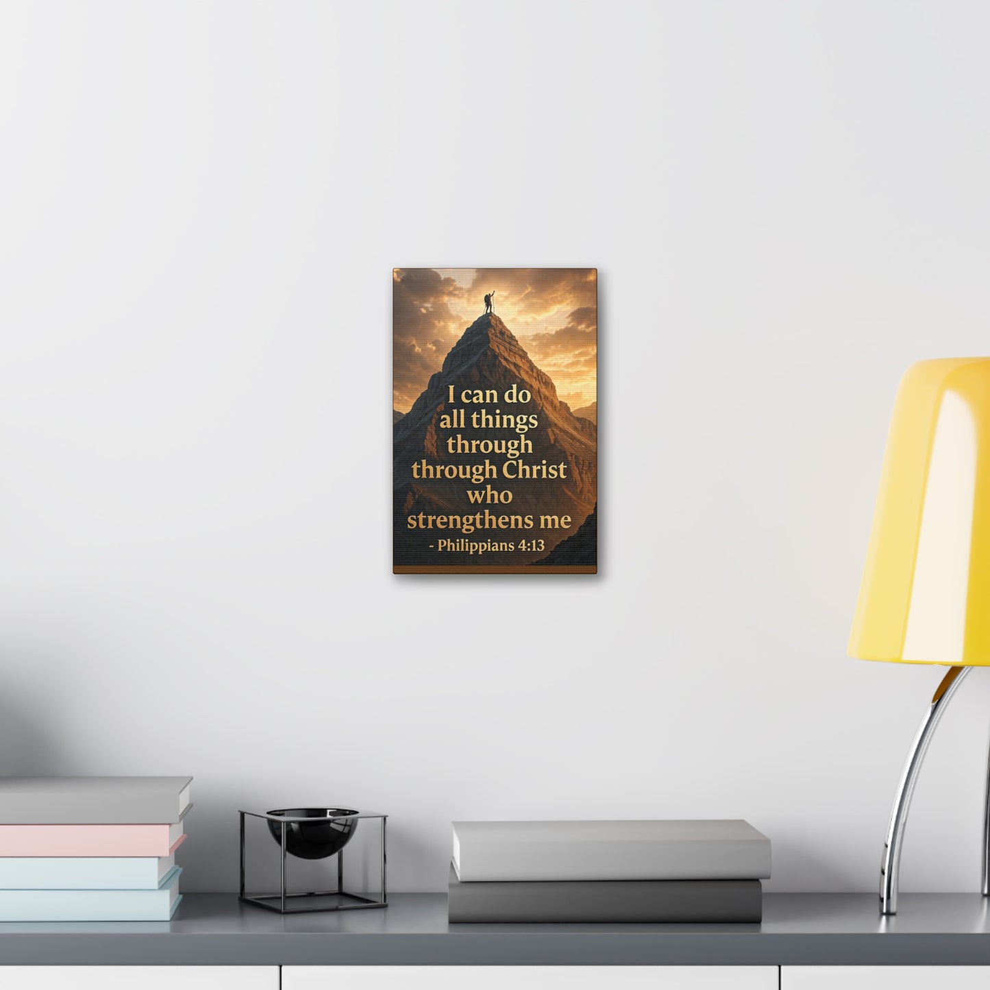 Philippians 4:13 Mountain Canvas Print — Inspirational Christian Wall Art