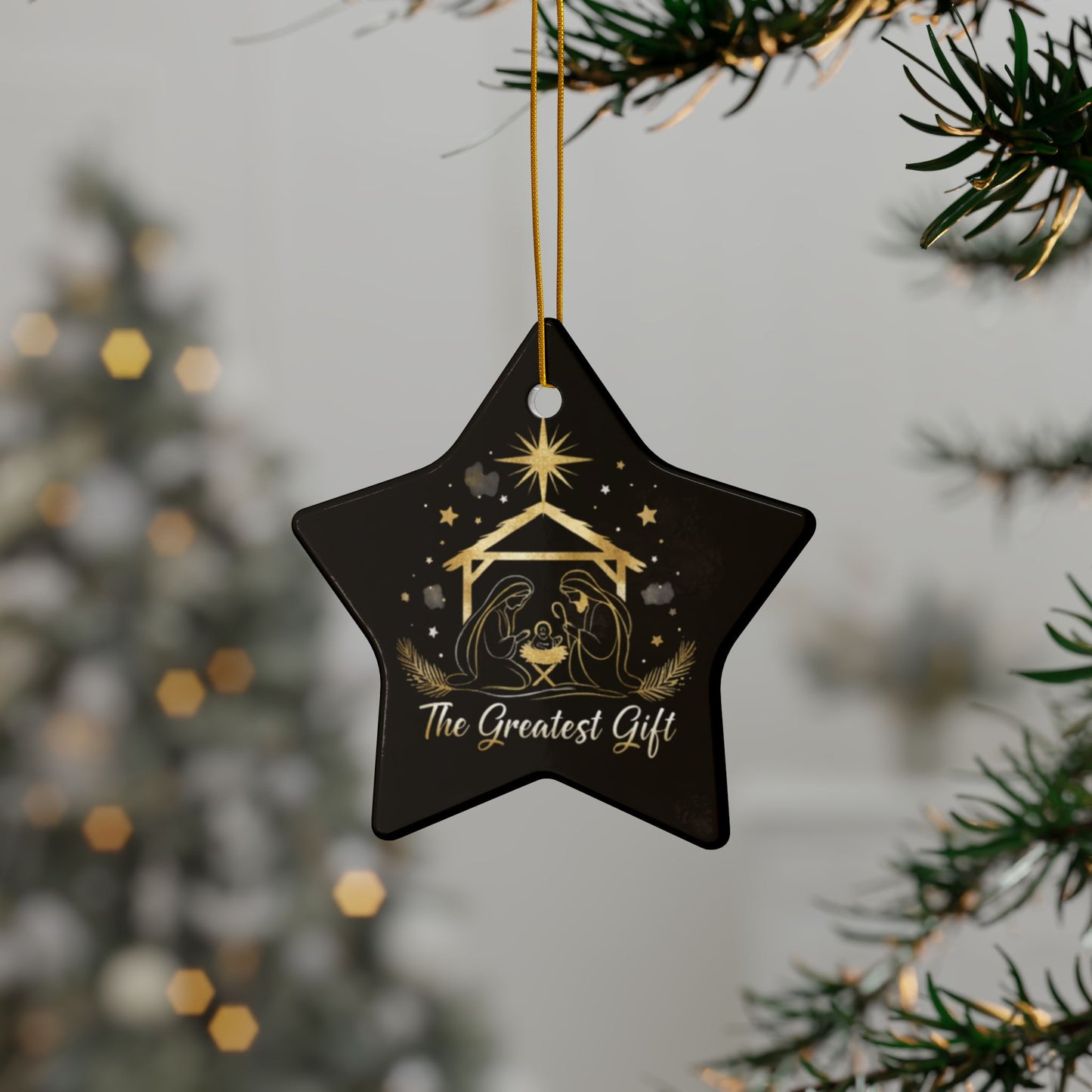 Ceramic Ornaments, Jesus Nativity Ornament, 2-Side Print (1pc, 3pcs, 5pcs, 10pcs)