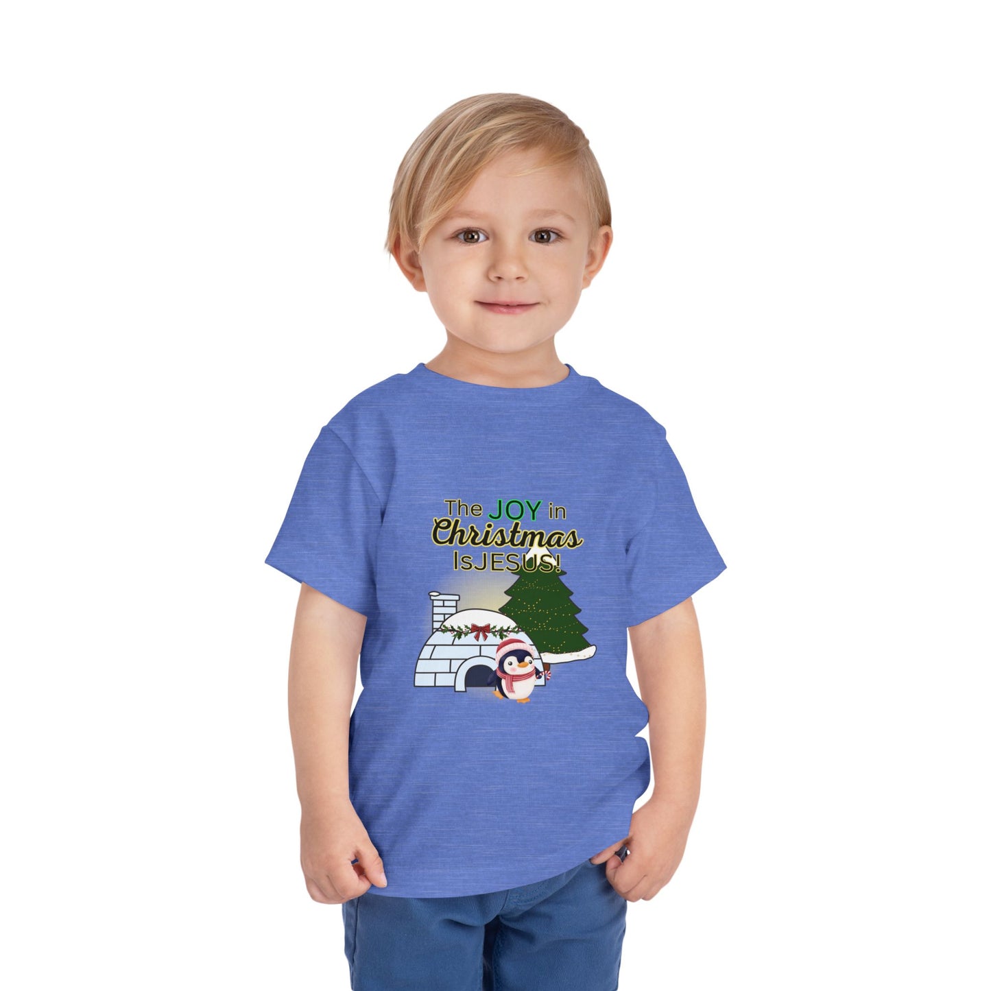 Toddler Tee — "The Joy in Christmas Is Jesus" Penguin & Igloo Holiday Shirt