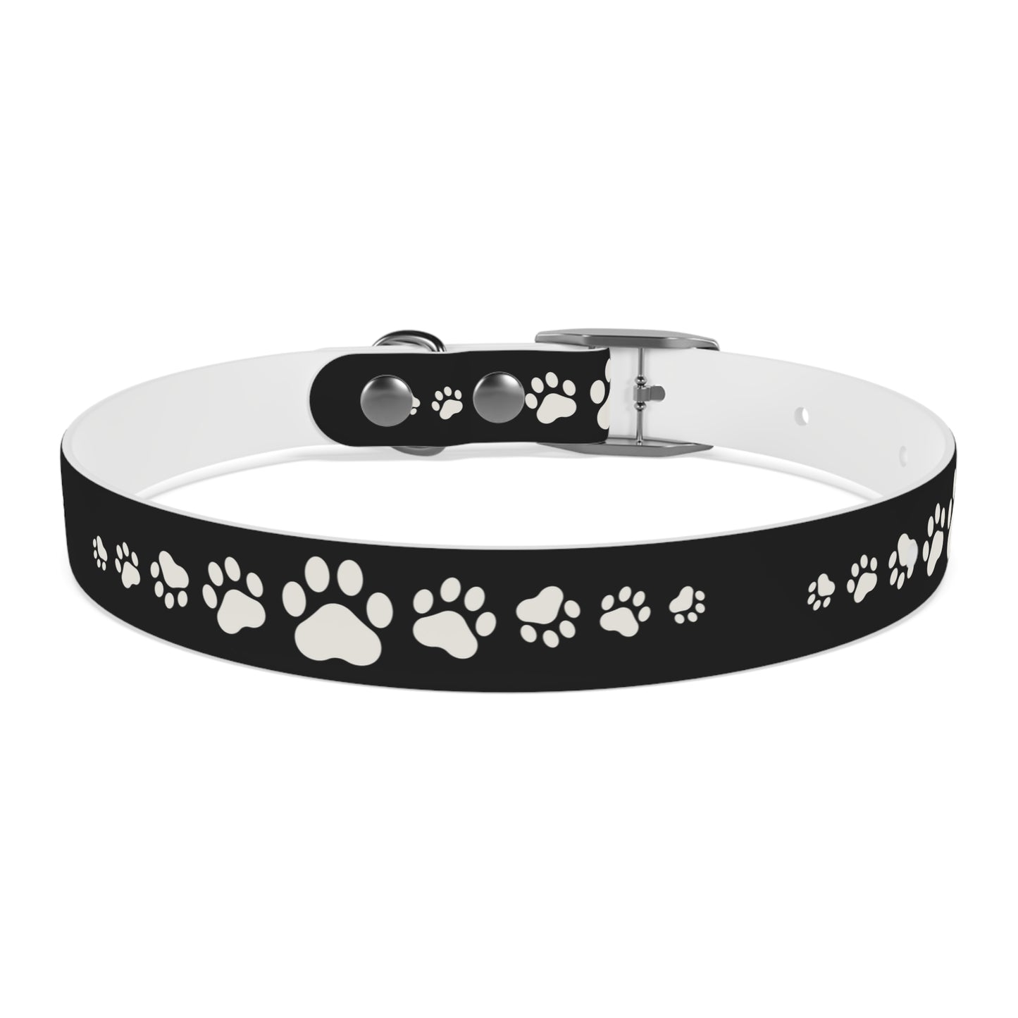 Red Paw Print Dog Collar — Durable Adjustable Pet Collar for Small & Medium Dogs
