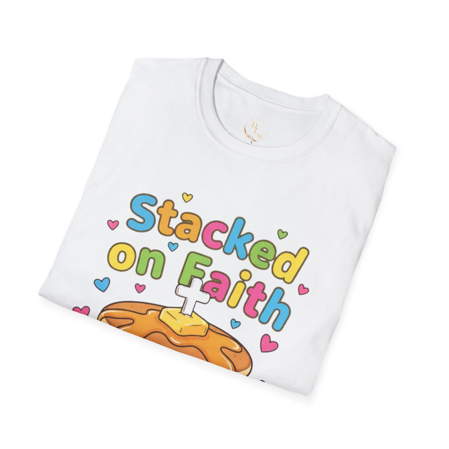 Pancake “Stacked on Faith” T-Shirt — Cute Christian Breakfast Graphic Tee