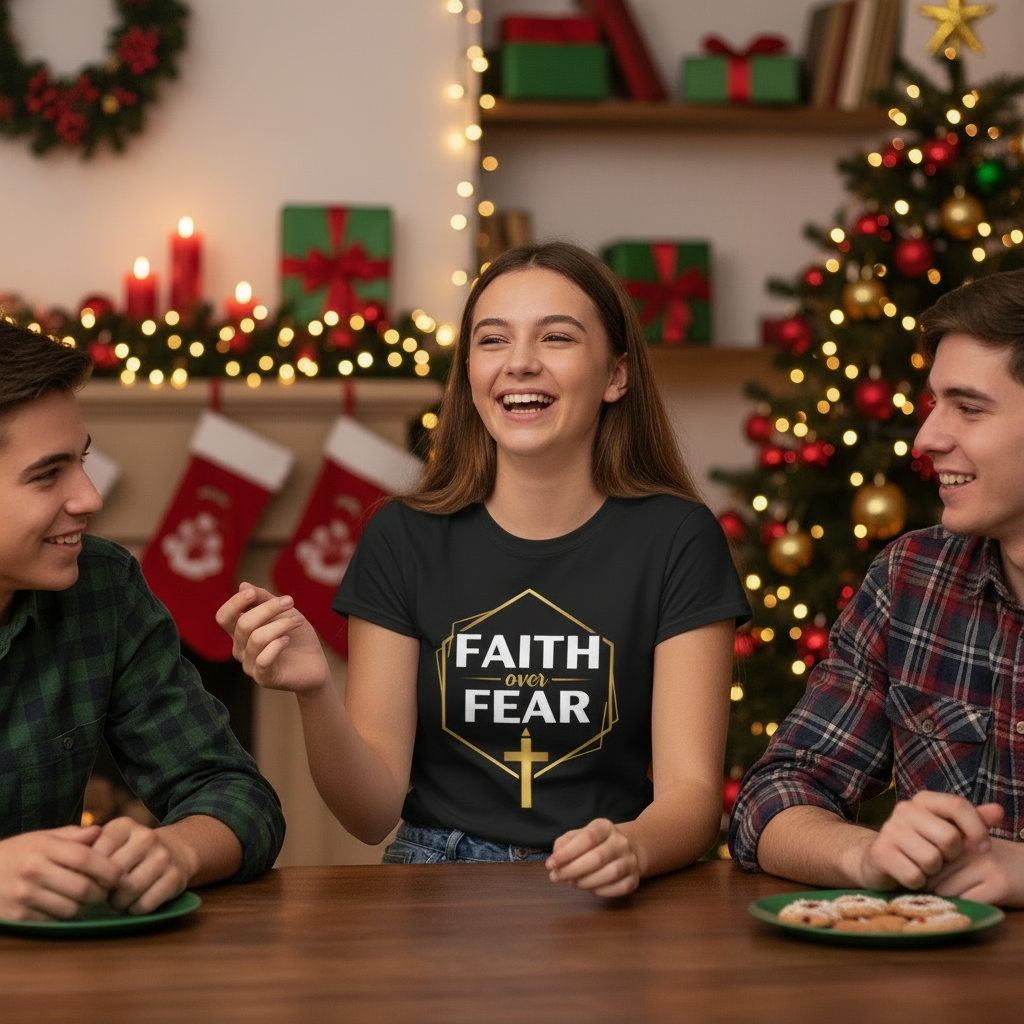 Faith Over Fear T-Shirt — Christian Cross Inspirational Tee