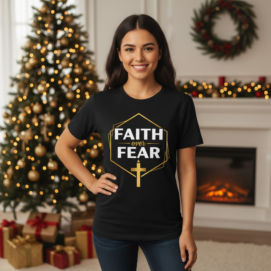 Faith Over Fear T-Shirt — Christian Cross Inspirational Tee