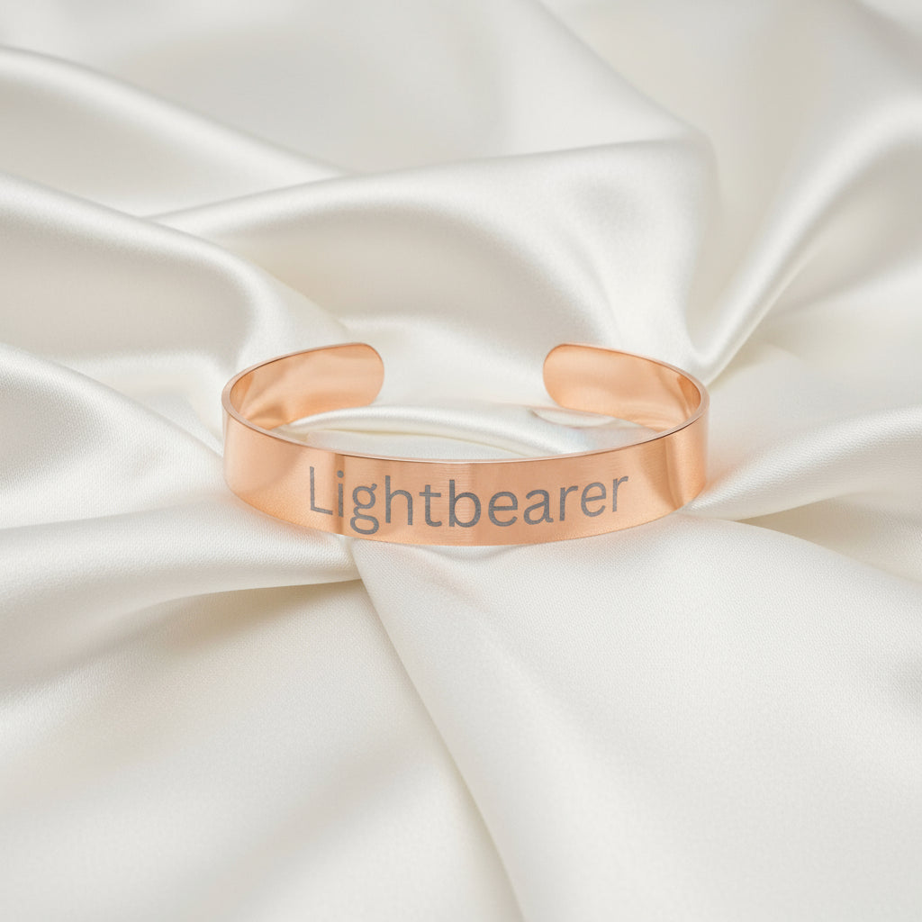 Lightbearer - Personalized Cuff Bracelet - Engraved 'Lightbearer' Statement Jewelry