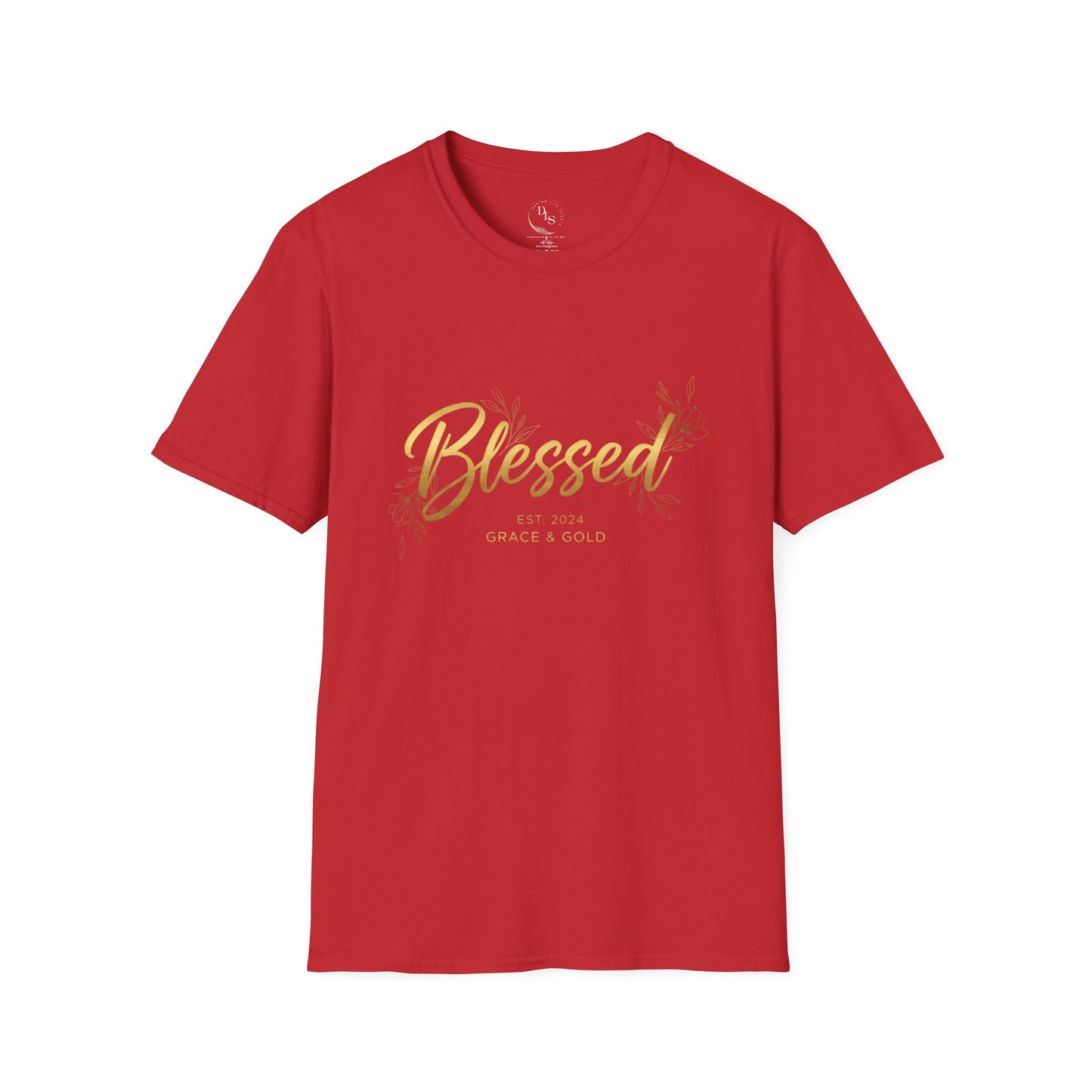 Blessed Gold Script T-Shirt — Inspirational Faith Tee