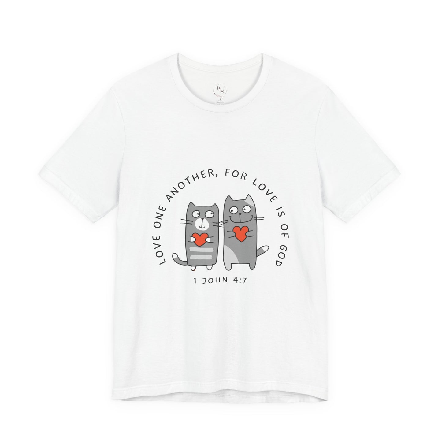 Cat Love Unisex Short Sleeve Tee, Cute Animal Tee, Inspirational Shirt, Gift for Cat Lovers, Faith-Based Tee