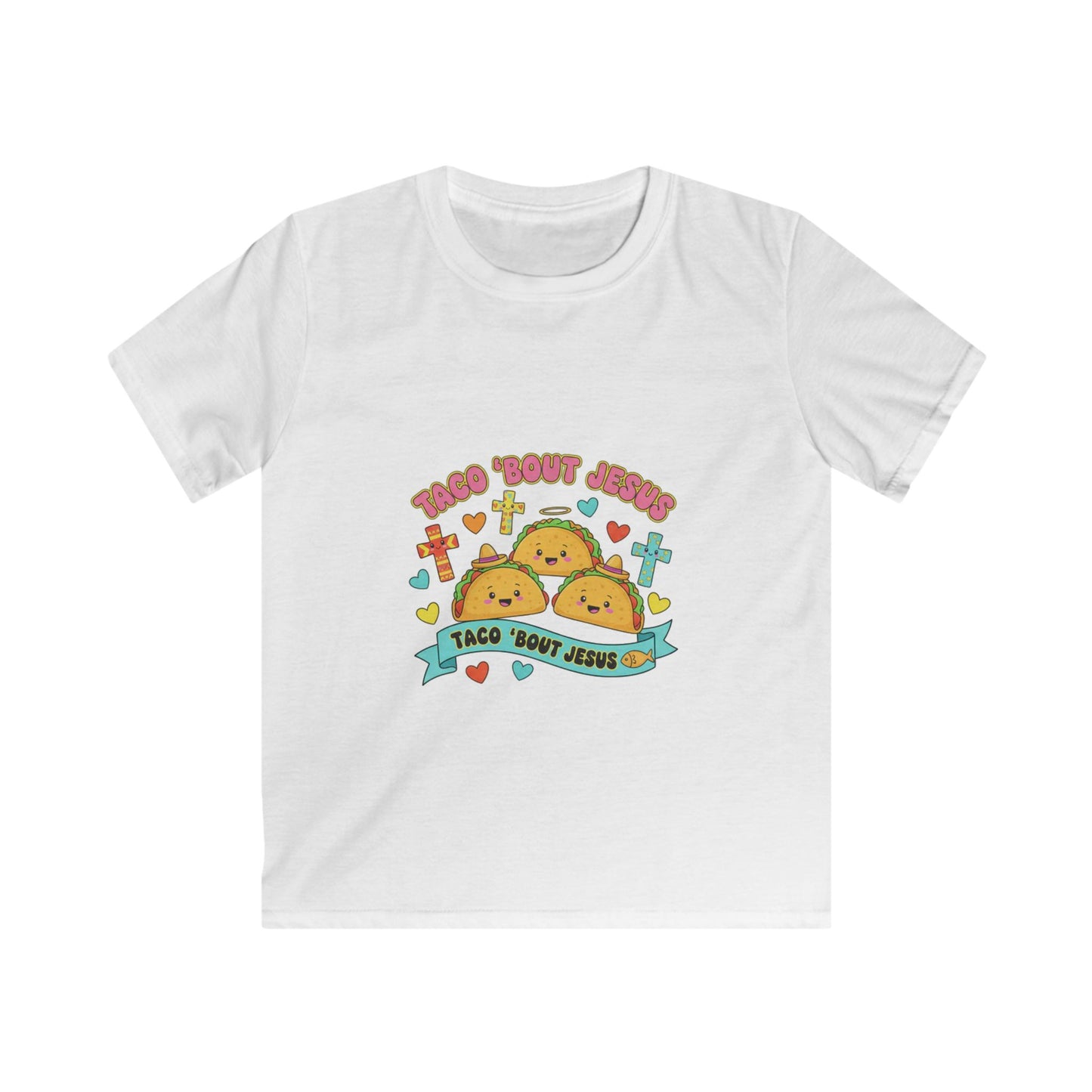 Kids Tee — Cute 'Taco 'Bout Jesus' Christian Taco Graphic Shirt