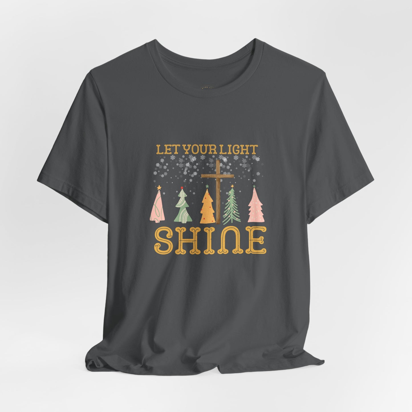 Let Your Light Shine Christmas Tee — Holiday Faith Tree Graphic T-Shirt