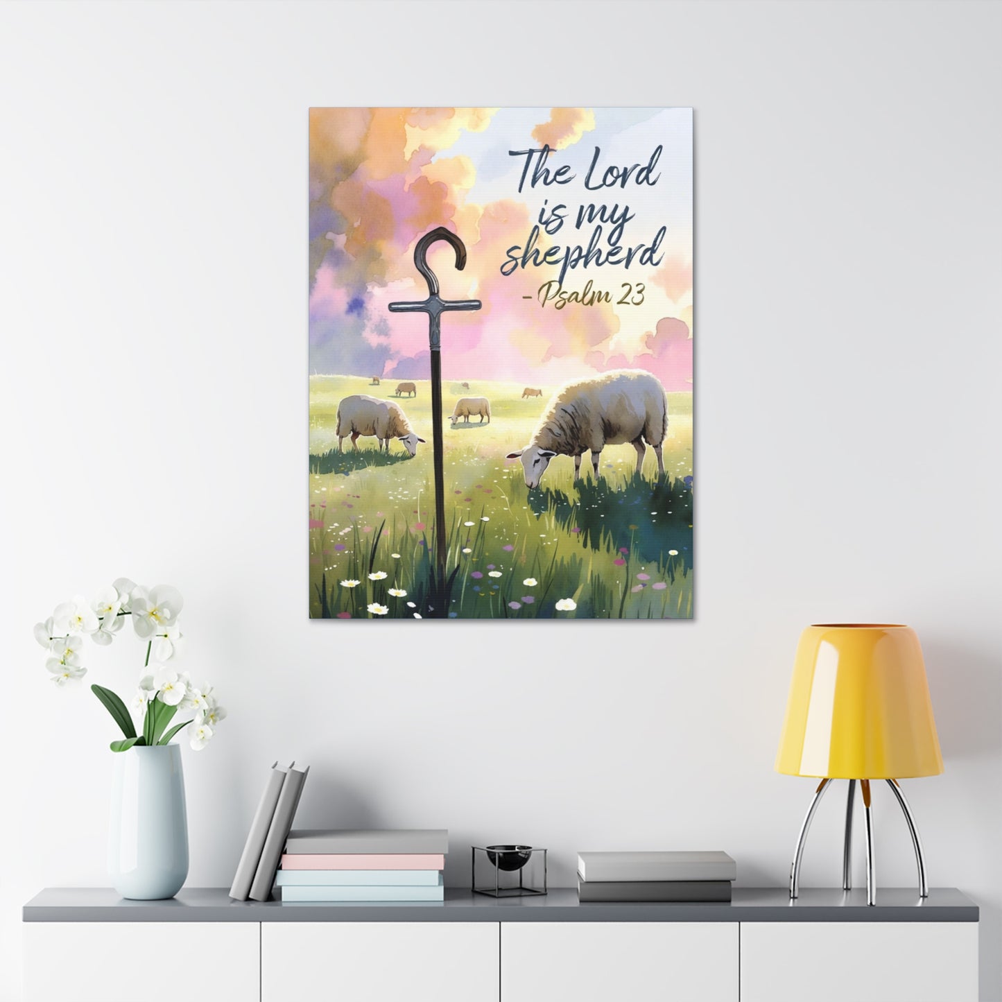 Psalm 23 Canvas Wall Art – “The Lord is My Shepherd” Stretched Canvas