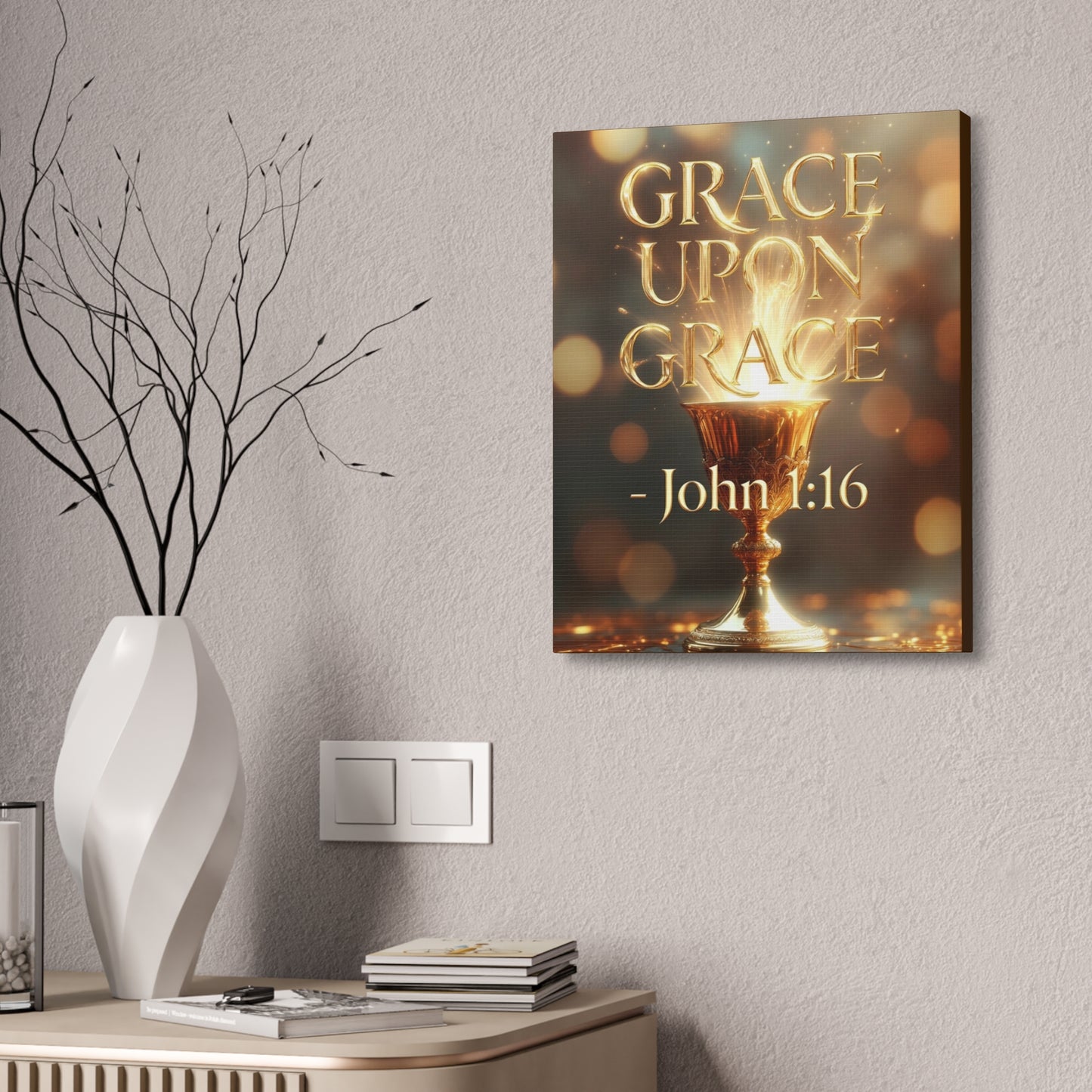 "Upon Grace" John 1:16 Canvas Wall Art