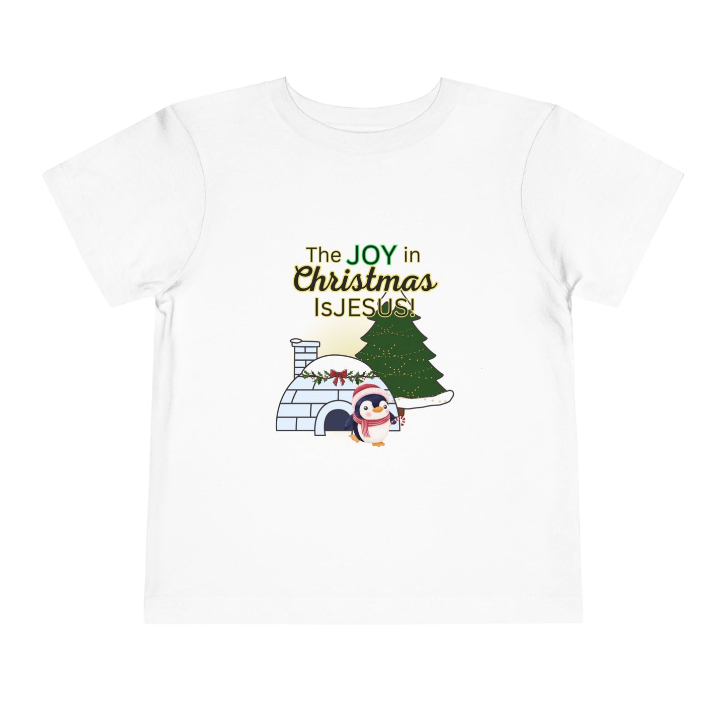 Toddler Tee — "The Joy in Christmas Is Jesus" Penguin & Igloo Holiday Shirt