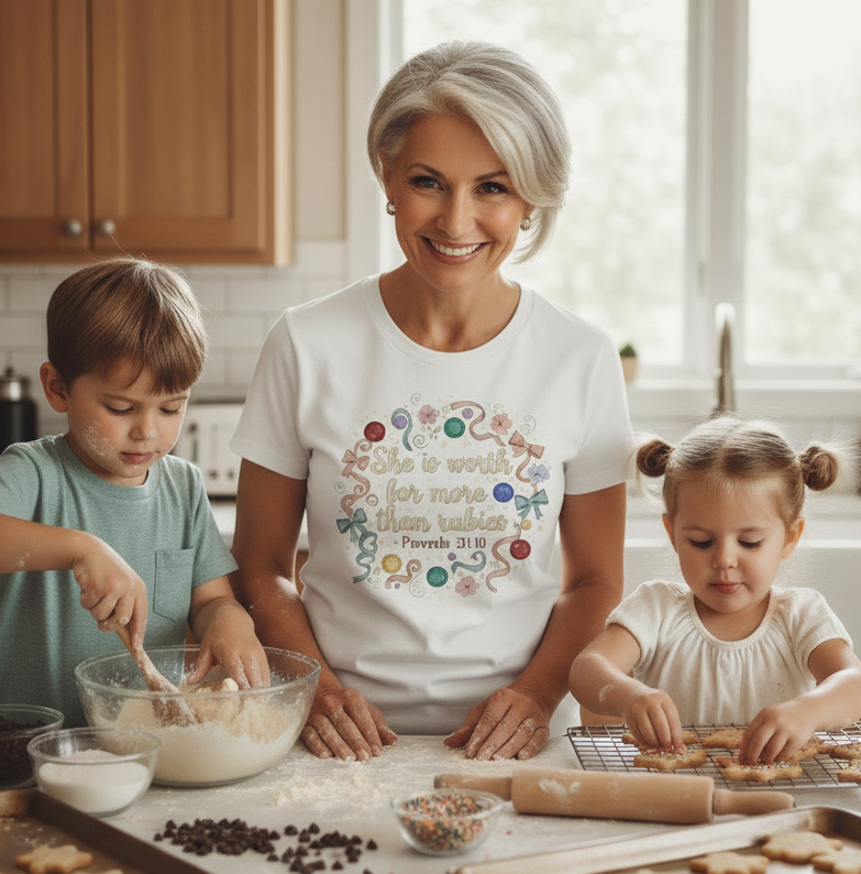 Women Are Worth Far More Than Rubies Proverbs 31:10 Floral T-Shirt