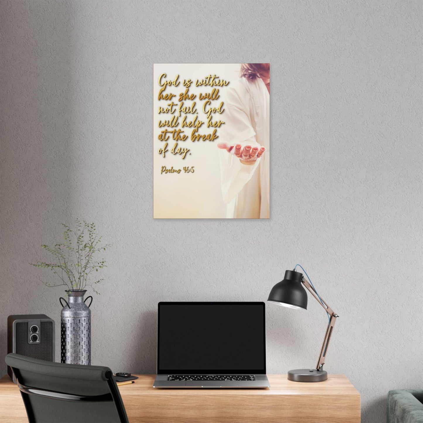Psalm 46:5 Canvas Wall Art - Inspirational Christian Scripture Print