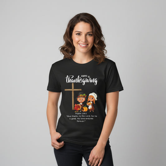 🦃 “Happy Thanksgiving” Pilgrim Praise Tee