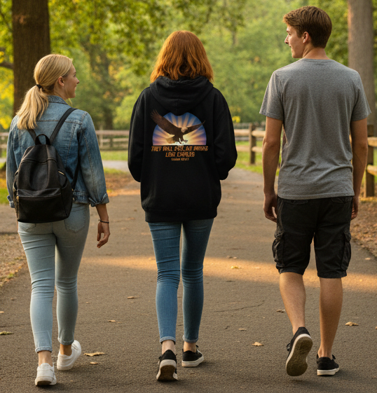 Zip Hoodie — "They Will Rise on Wings Like Eagles" Inspirational Eagle Graphic