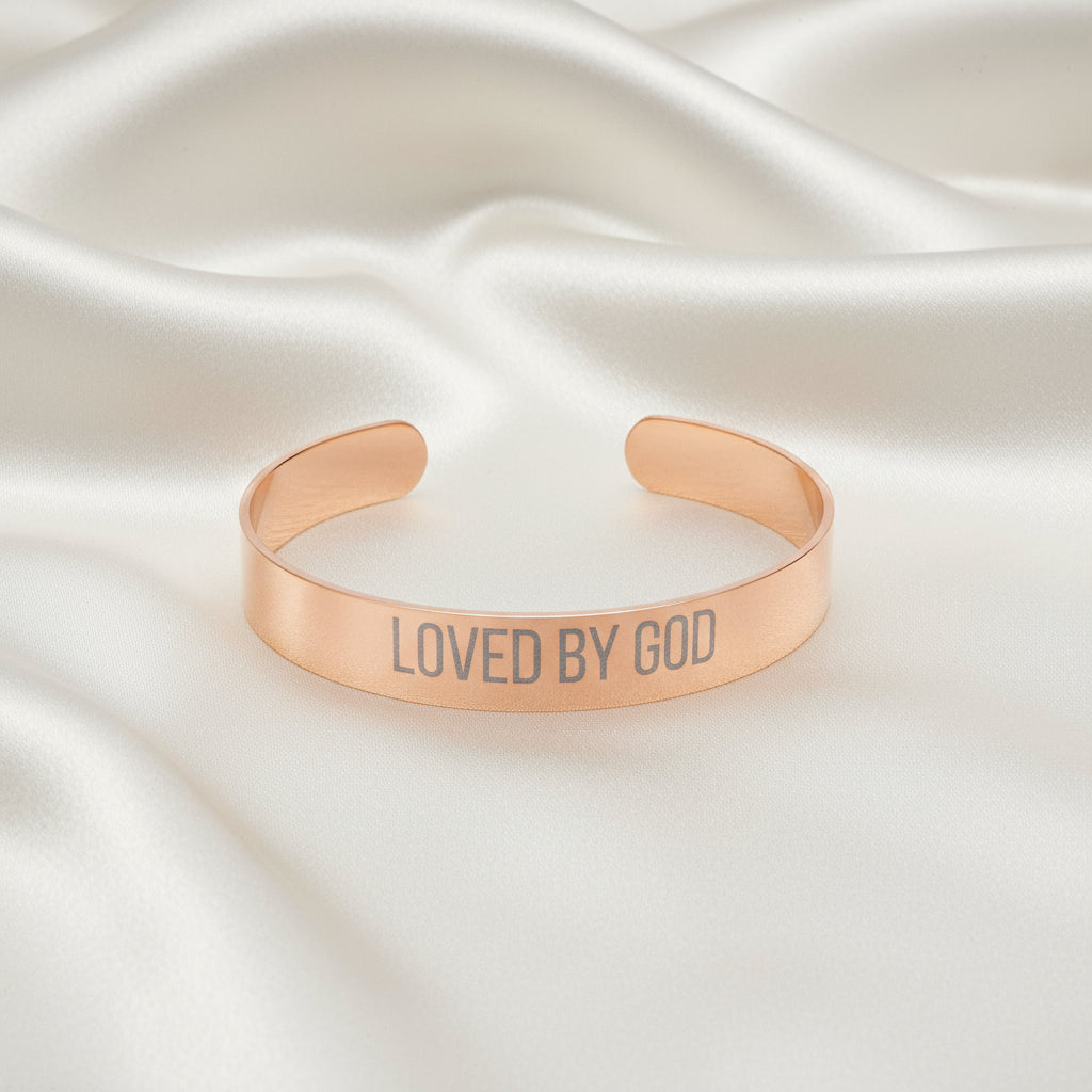 Engraved Cuff Bracelet - Loved by God