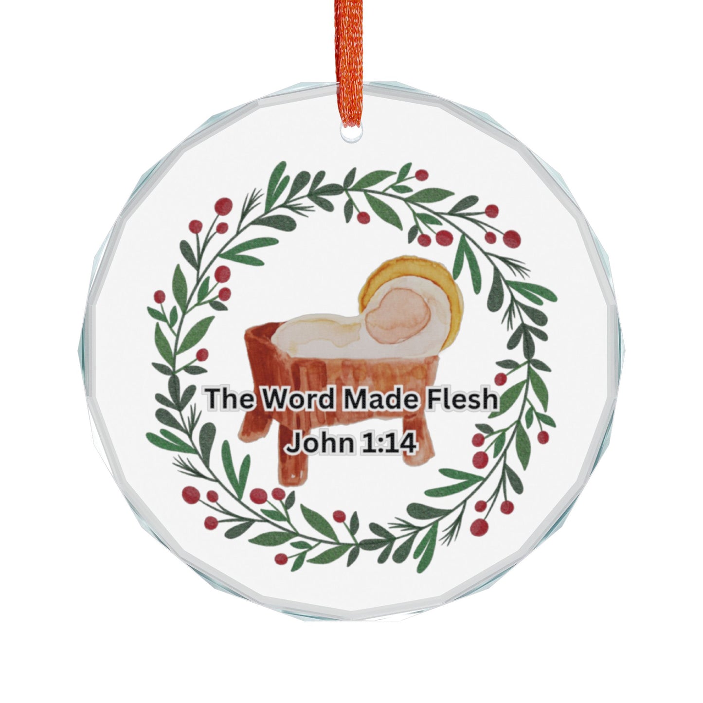 Crystal Glass Ornament - Handmade Rustic Holiday Decoration, Religious Keepsake, Christmas Gift, Personalized Keepsake, Home Decor