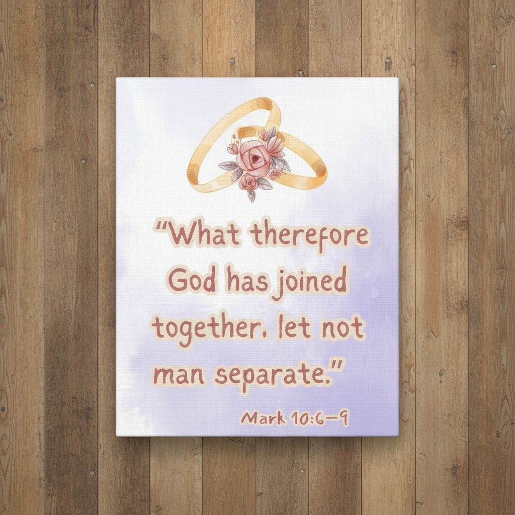 Wedding Scripture Canvas – "What therefore God has joined together" (Mark 10:6–9)