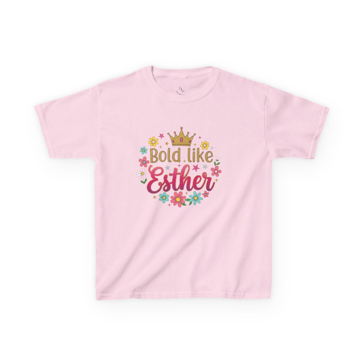 Kids Tee — "Bold Like Esther" Floral Crown Inspirational Shirt