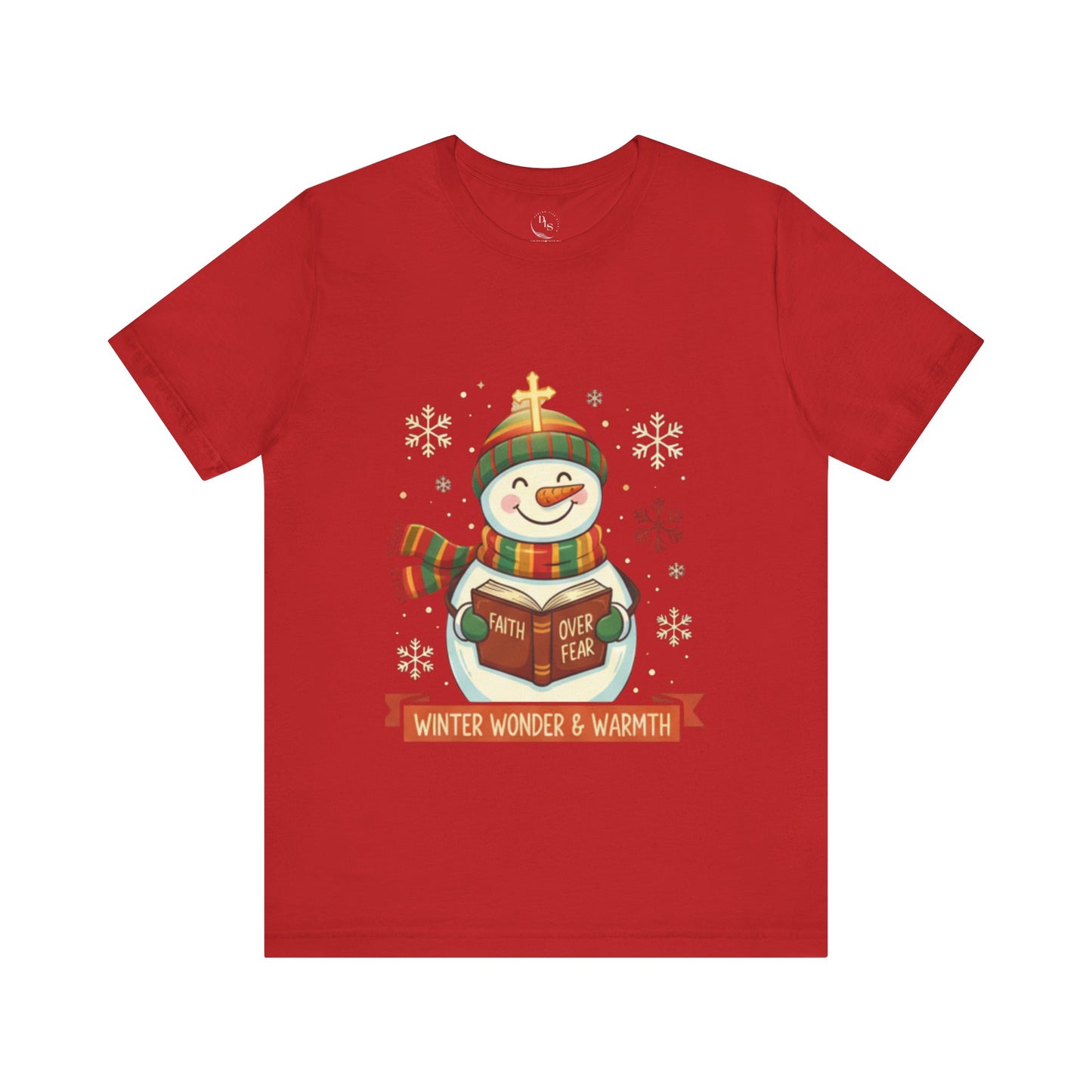 Winter Wonder Warmth Snowman Christmas Tee - Faith Over Fear Snowman Design