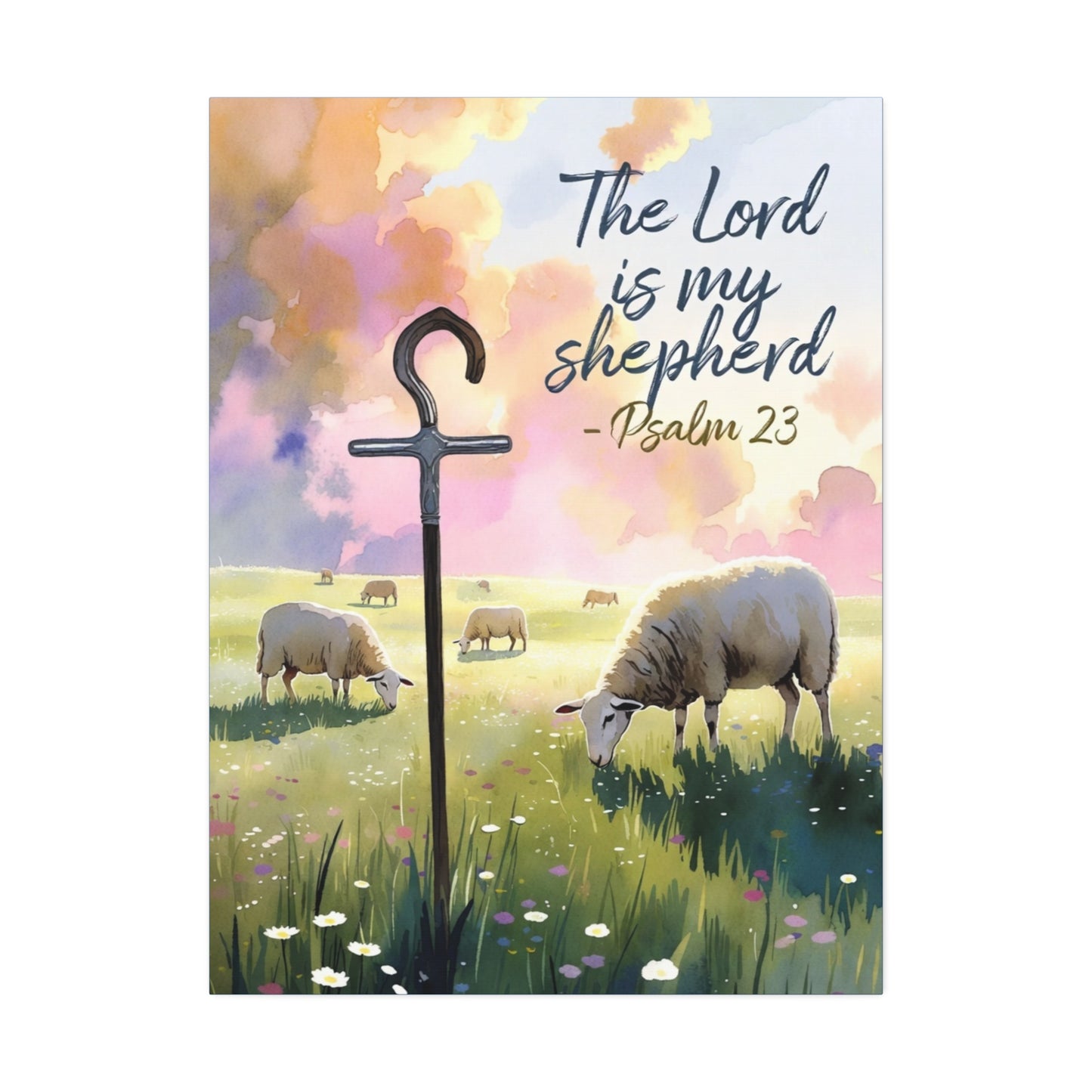Psalm 23 Canvas Wall Art – “The Lord is My Shepherd” Stretched Canvas