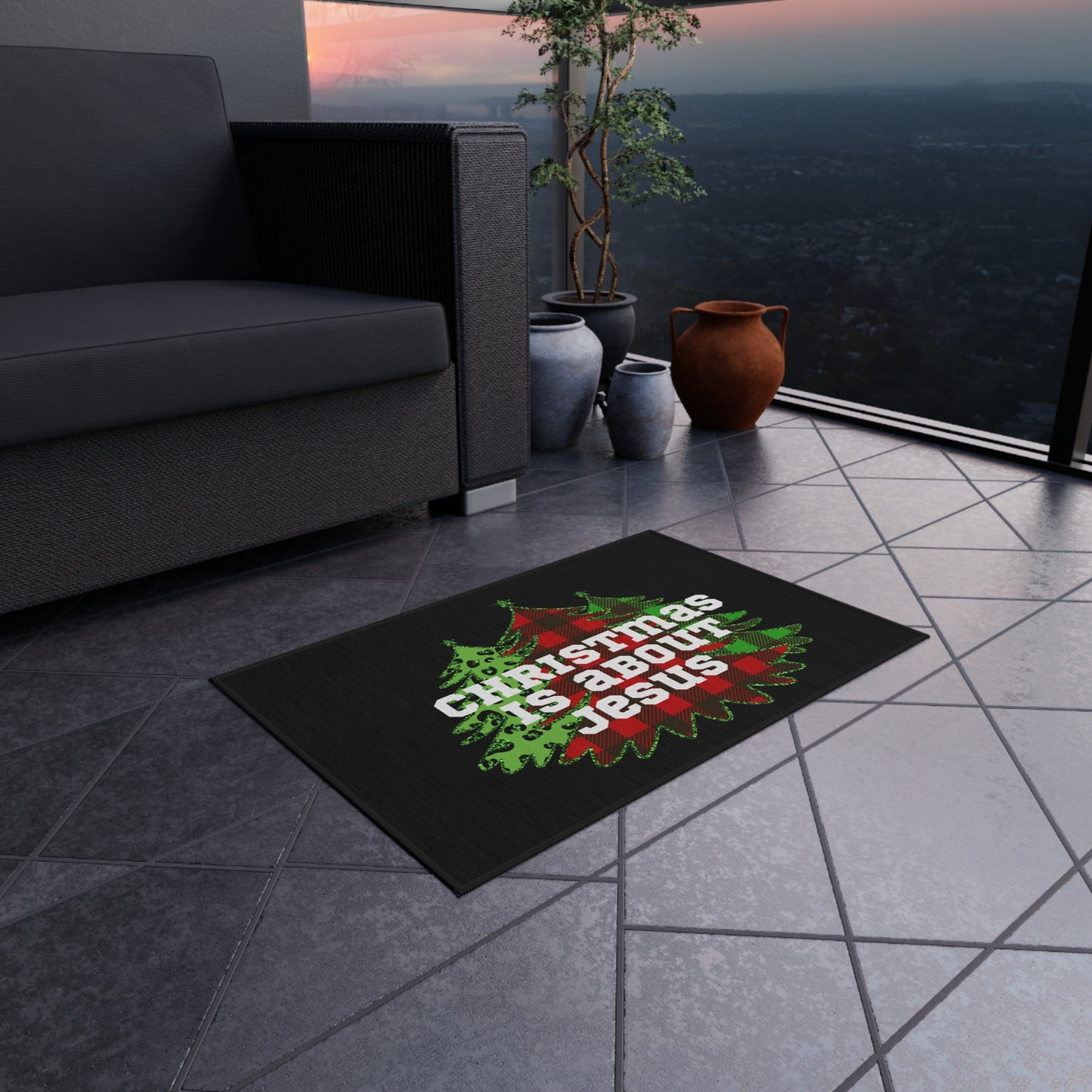 Christmas is about Jesus - Themed Outdoor Rug - "Christmas is About Jesus"