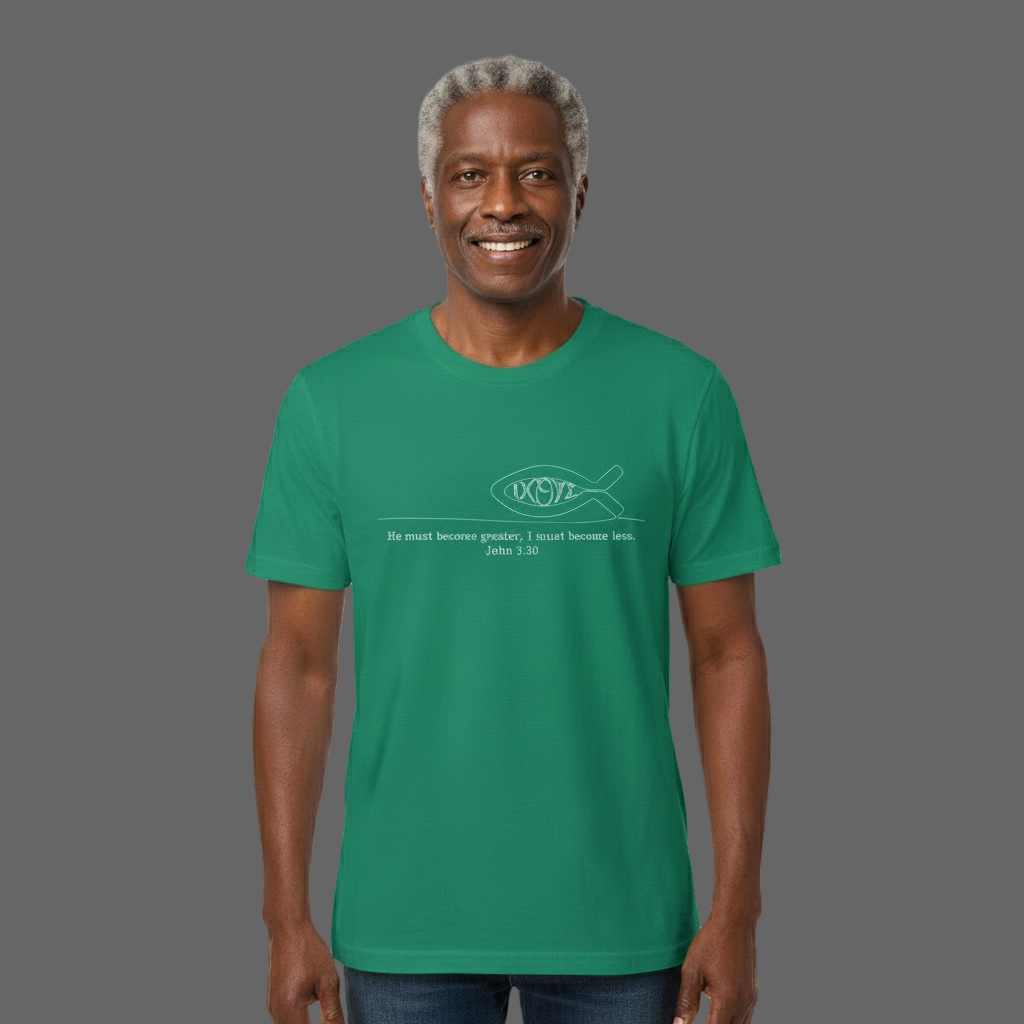 John 3:30 He must become greater I must become less minimalist t shirt Jersey Short Sleeve Tee