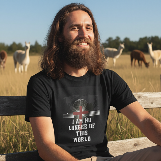 I Am No Longer Of This World Tee — Gothic Cross Earth Graphic T-Shirt