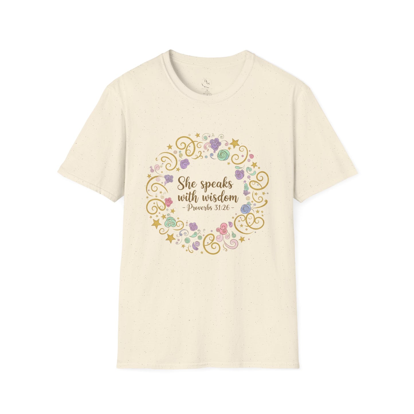 She Speaks with Wisdom Proverbs 31:26 Floral Bible Verse T-Shirt