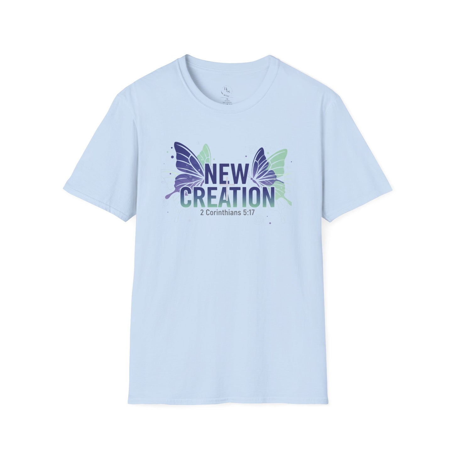 New Creation Butterfly Cross T-Shirt — 2 Corinthians 5:17 Christian Tee