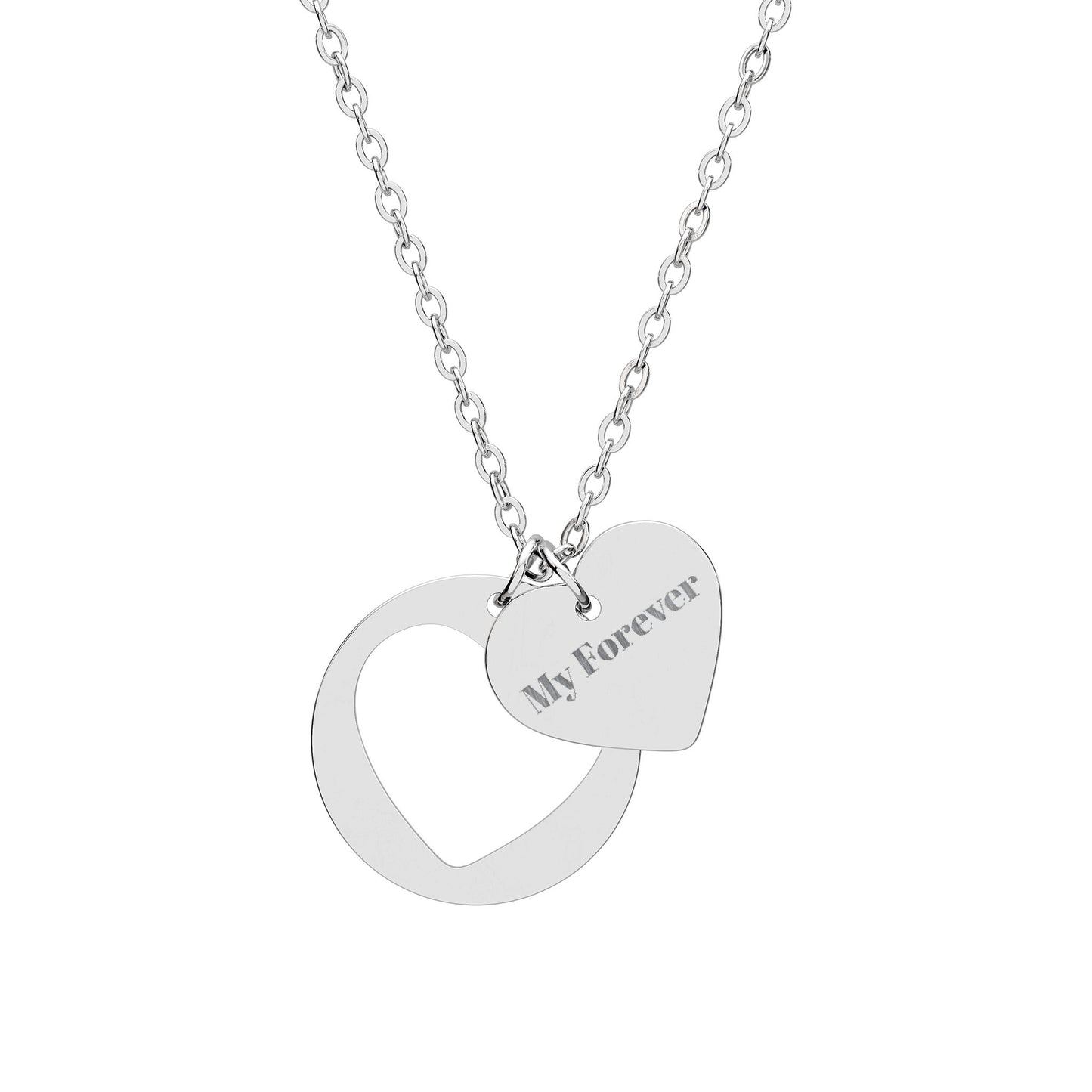 Engravable Heart Cutout Necklace — Personalized Silver Pendant for Women, Gift for Anniversary & Mother's Day
