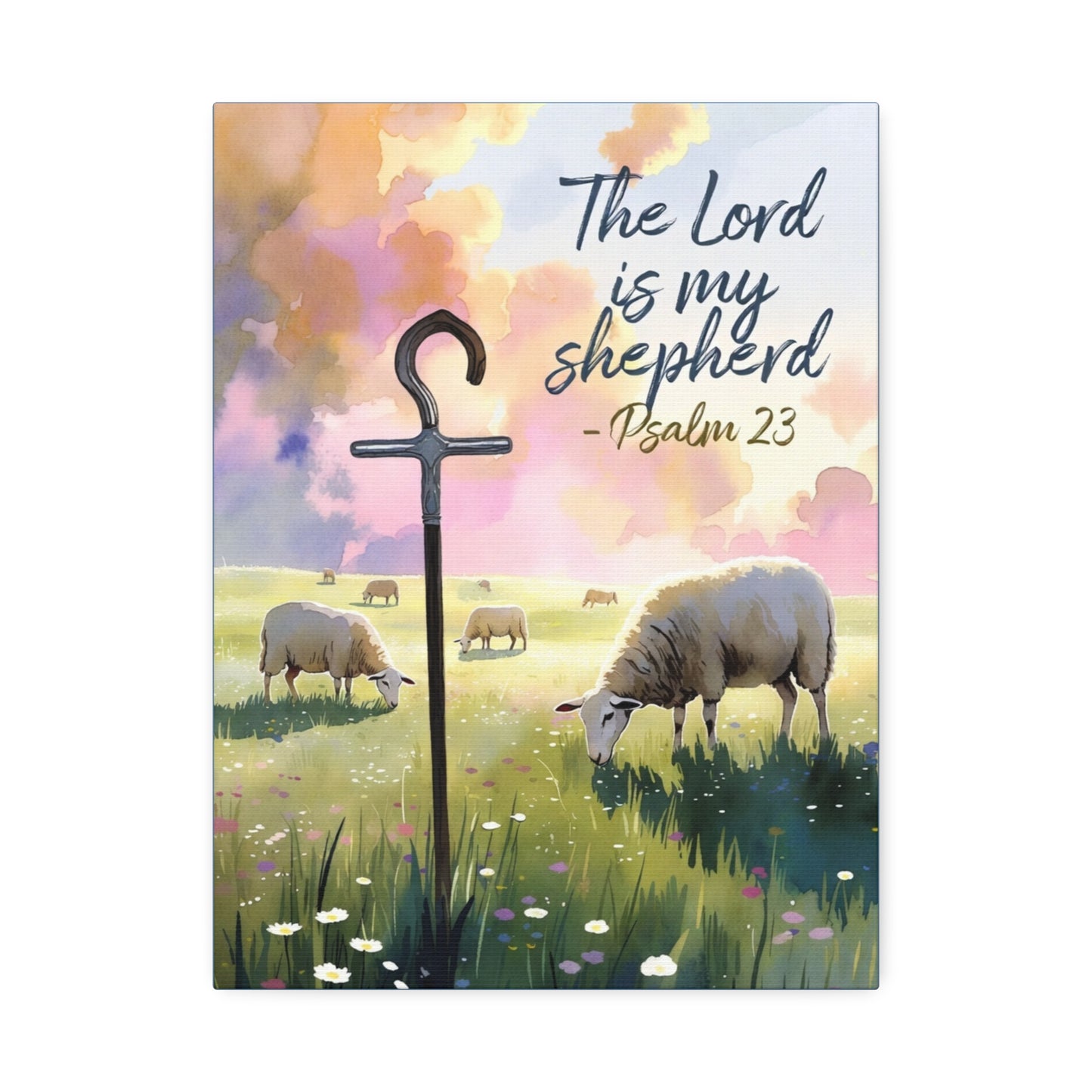 Psalm 23 Canvas Wall Art – “The Lord is My Shepherd” Stretched Canvas