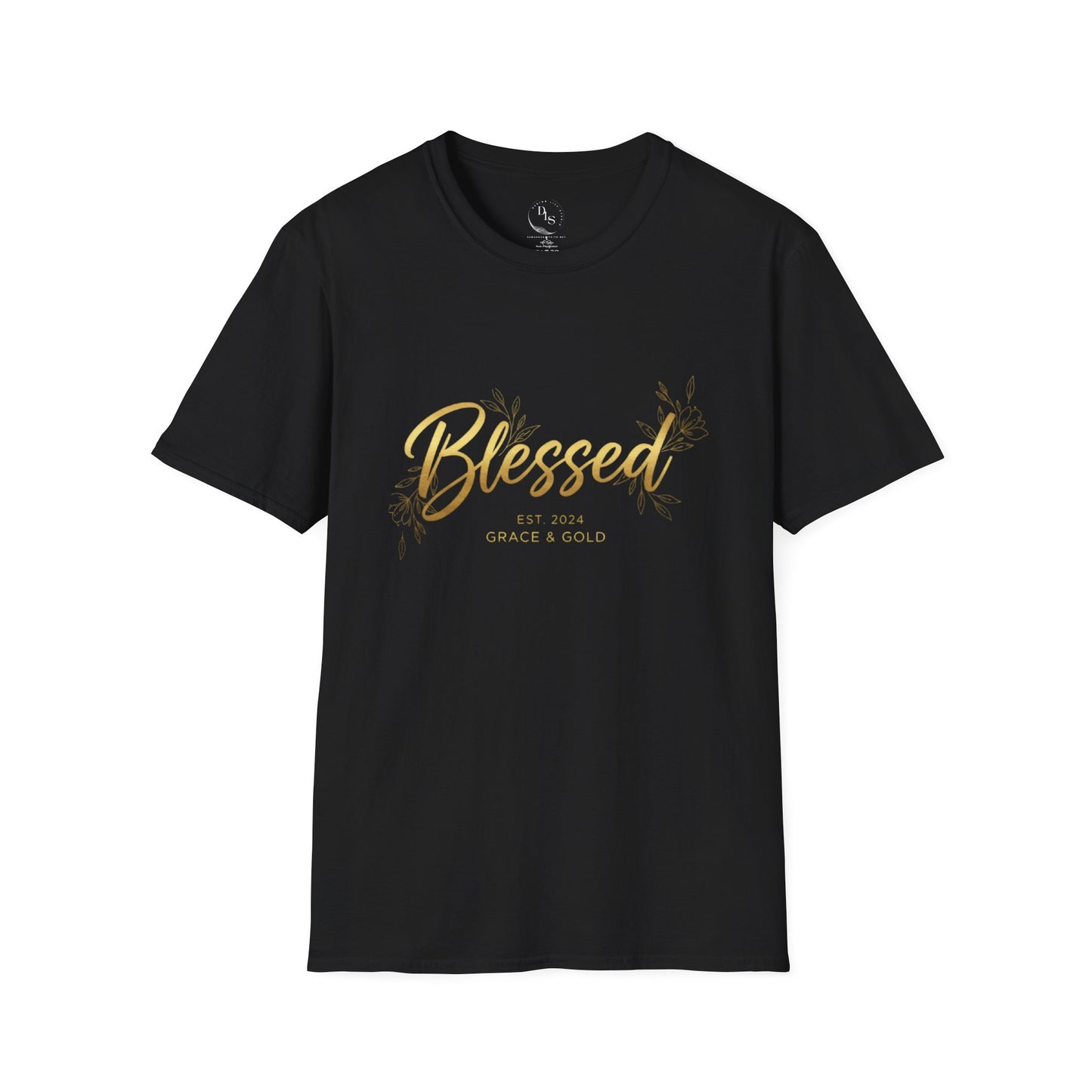 Blessed Gold Script T-Shirt — Inspirational Faith Tee