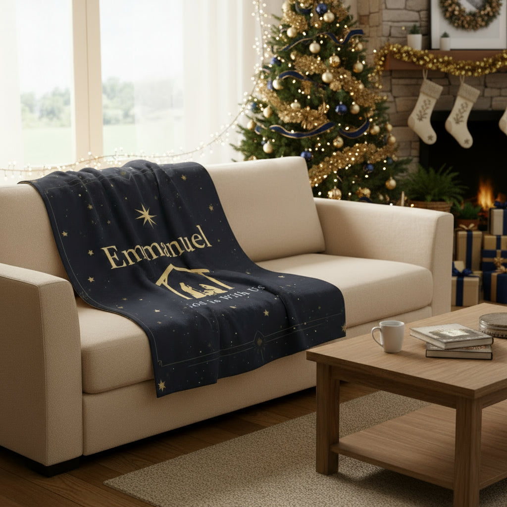 Emmanuel Velveteen Plush Blanket - Cozy Christmas Gift for Comfort and Faith