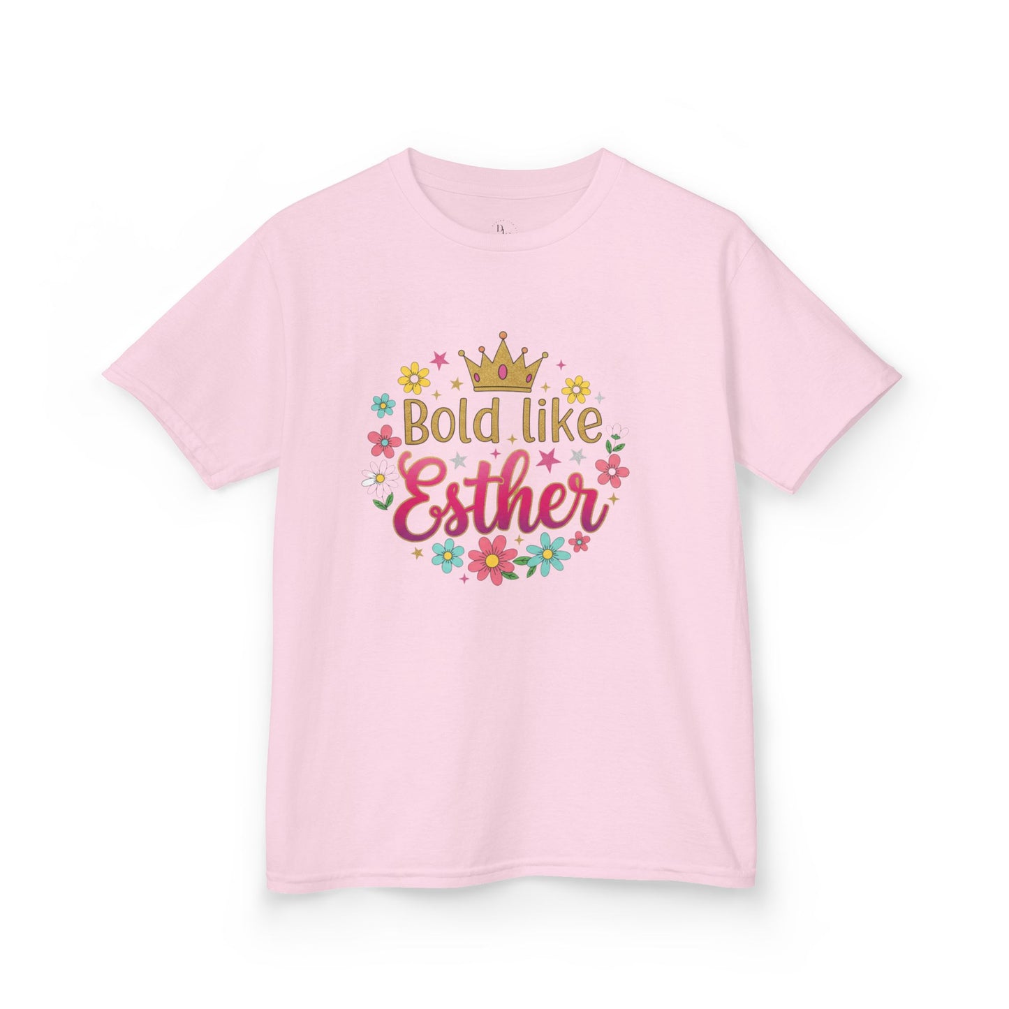 Kids Tee — "Bold Like Esther" Floral Crown Inspirational Shirt