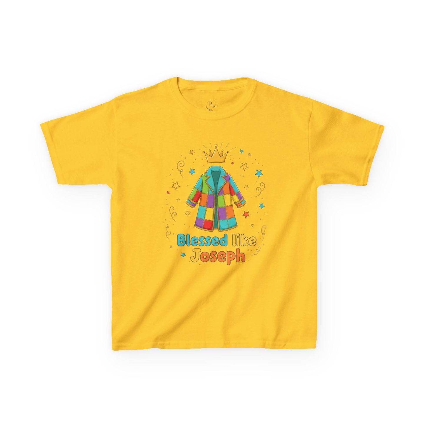 Kids Tee — 'Blessed like Joseph' Colorful Coat Kids Shirt (Religious Easter Nativity Gift)