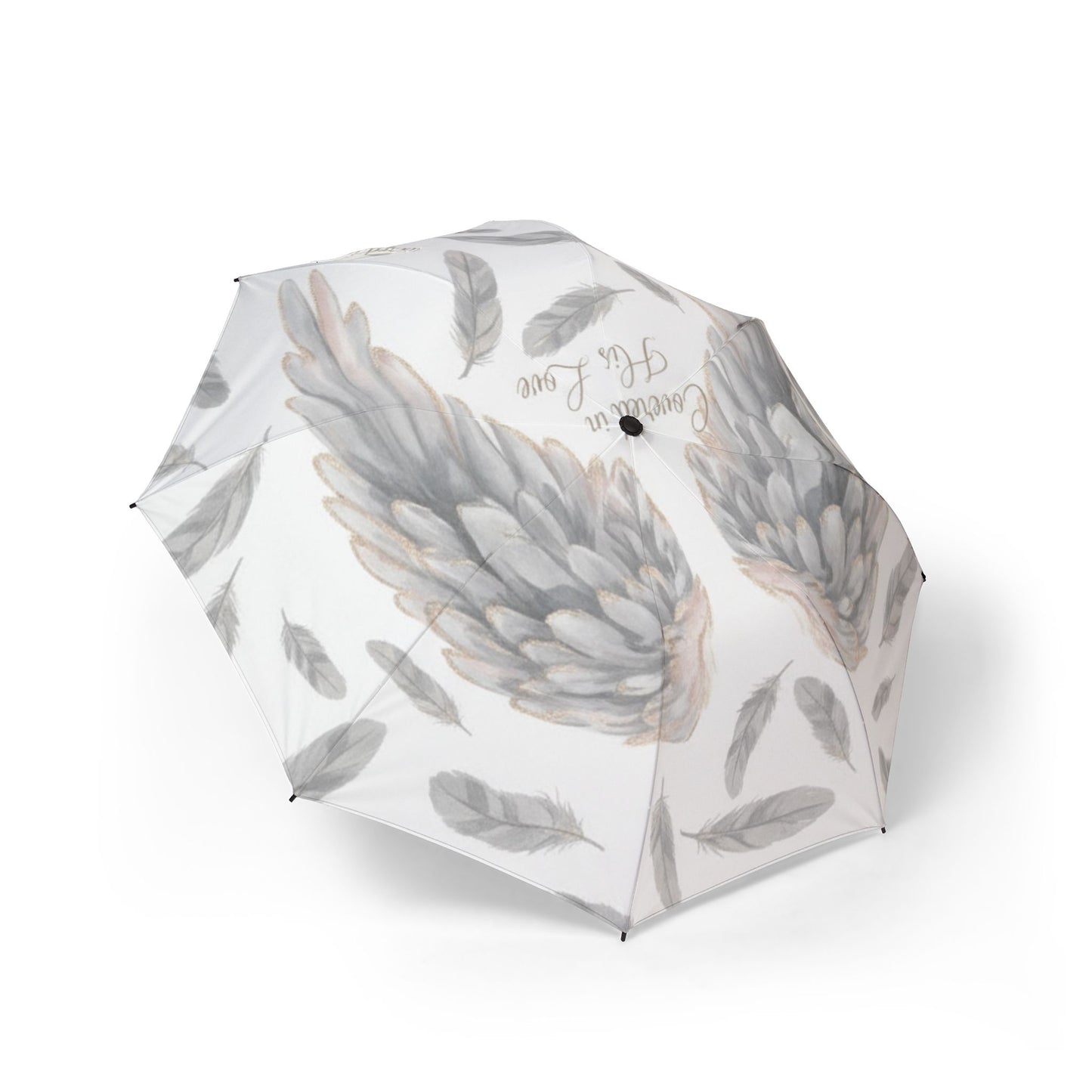 Covered in His Love - Feather Design Foldable Umbrella - Stylish and Practical