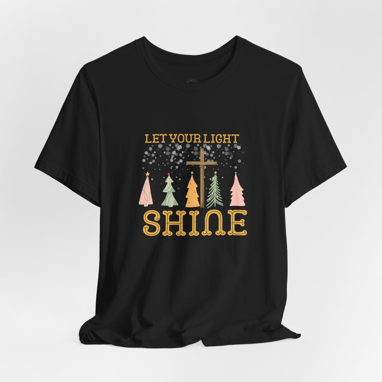 Let Your Light Shine Christmas Tee — Holiday Faith Tree Graphic T-Shirt