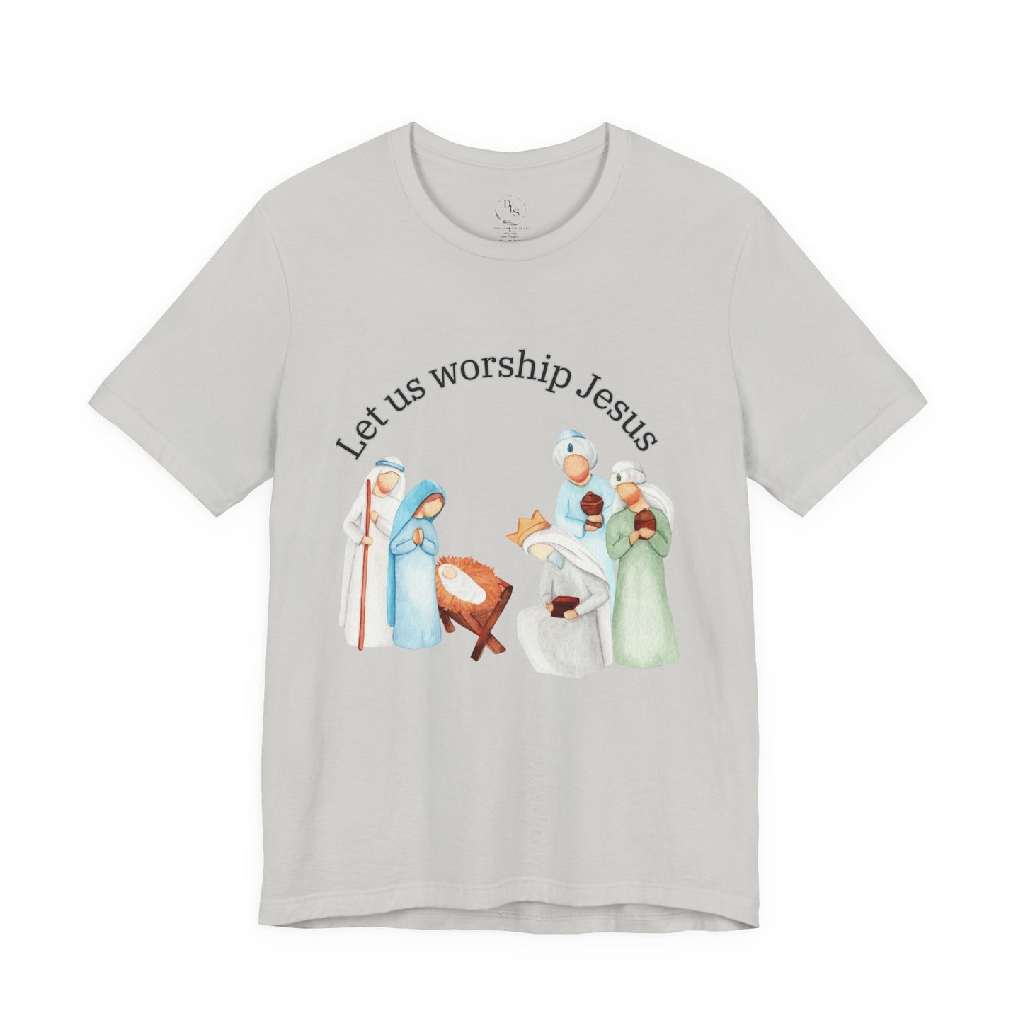 Let Us Worship Jesus Christmas T Shirt from Remarkablefaith.net beautiful manager scene