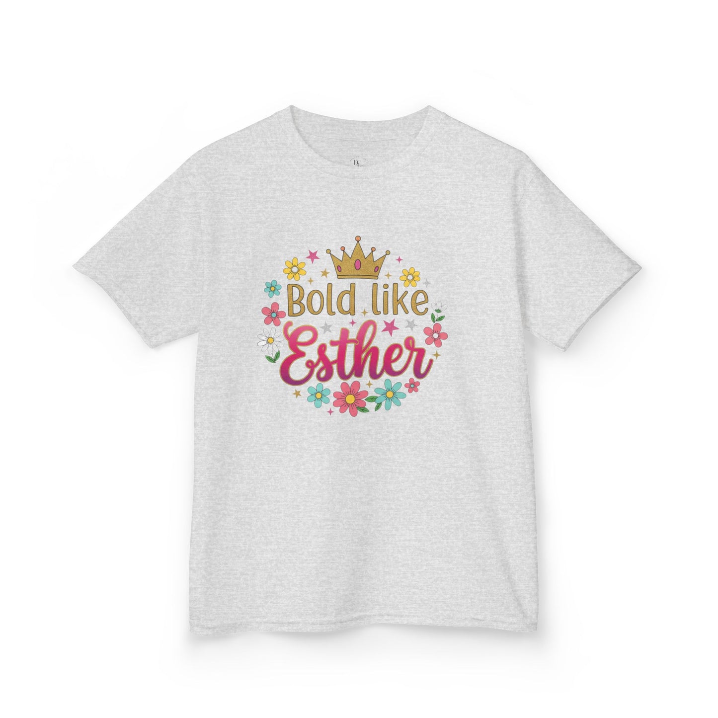 Kids Tee — "Bold Like Esther" Floral Crown Inspirational Shirt