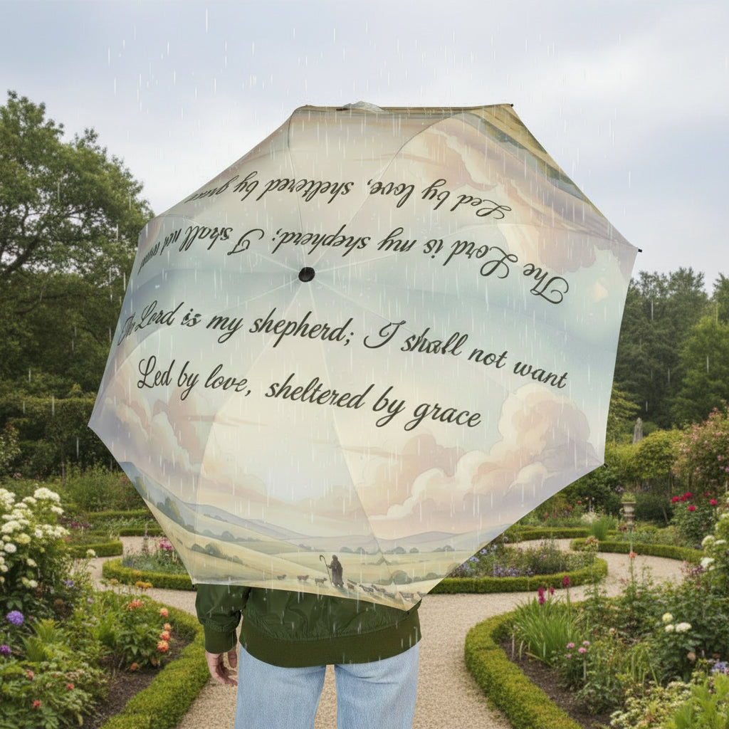 Chic Semi-Automatic Foldable Umbrella with Inspirational Quote