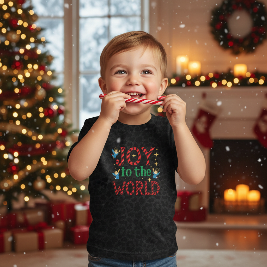 Joy to the World Toddler T-Shirt — Festive Candy Cane Christmas Tee