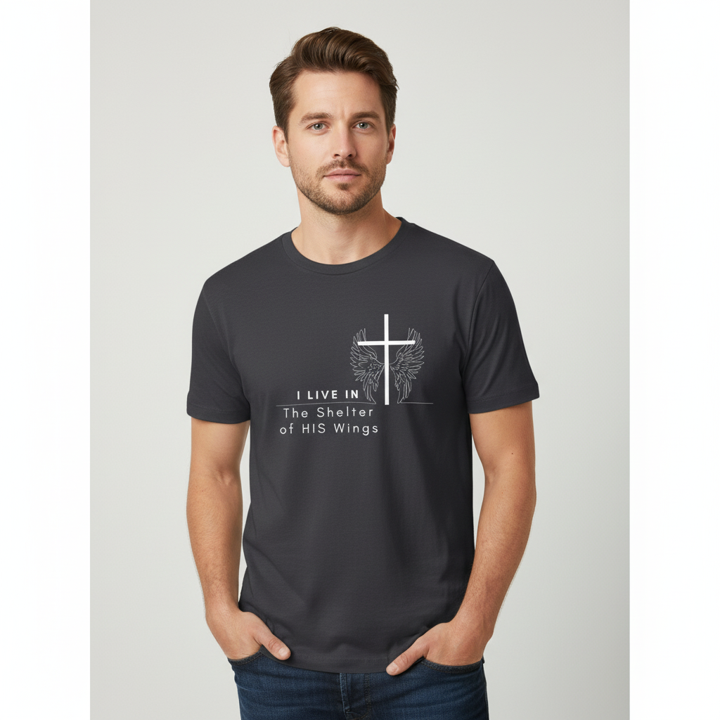I live in the shadow of His wings -  Short Sleeve Tee