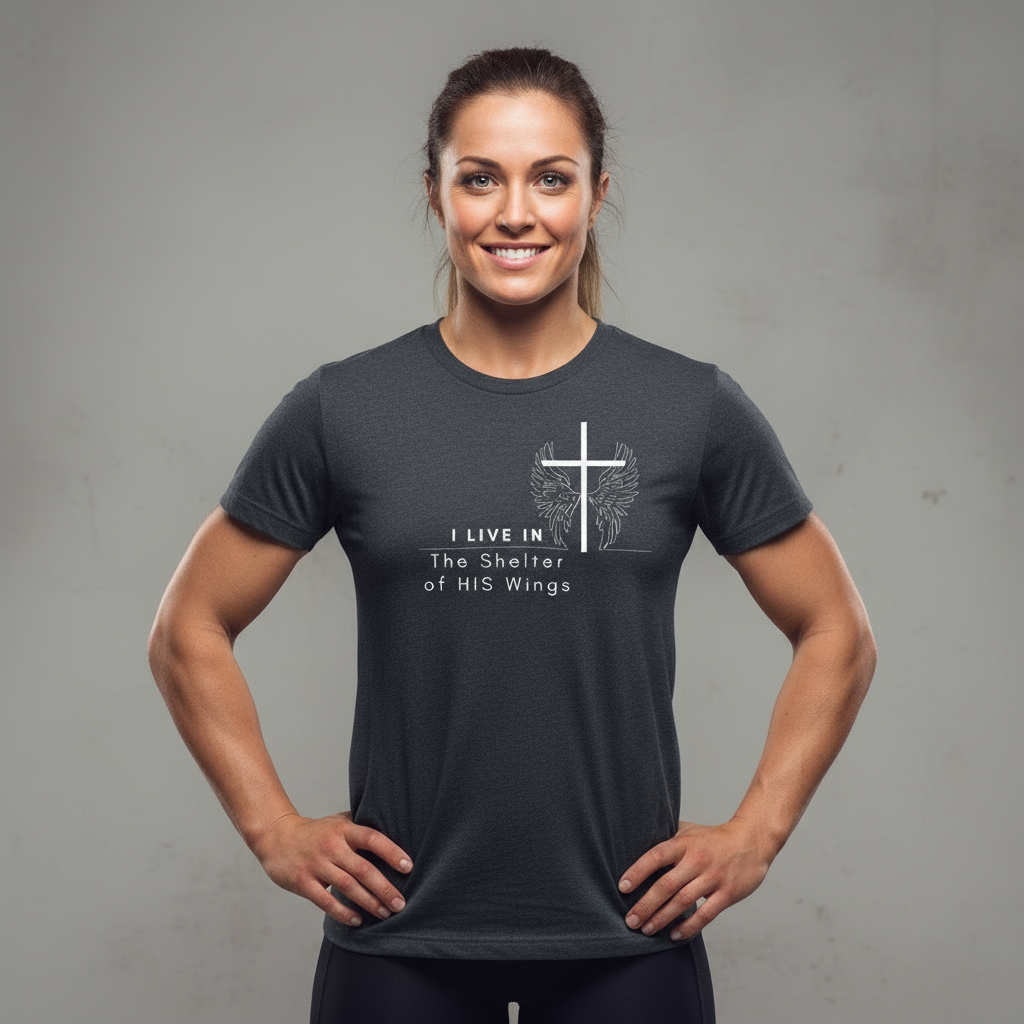 I live in the shadow of His wings -  Short Sleeve Tee