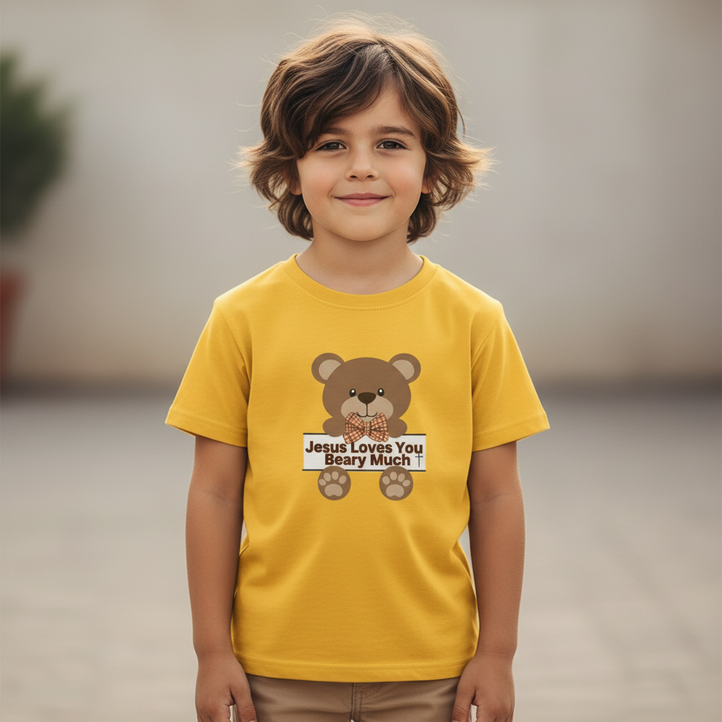 Kids Bear Tee - Jesus Loves You Beary Much! Cute Cotton T-Shirt for Kids, Birthday Gift, Kids' Casual Wear, Gifts for Children