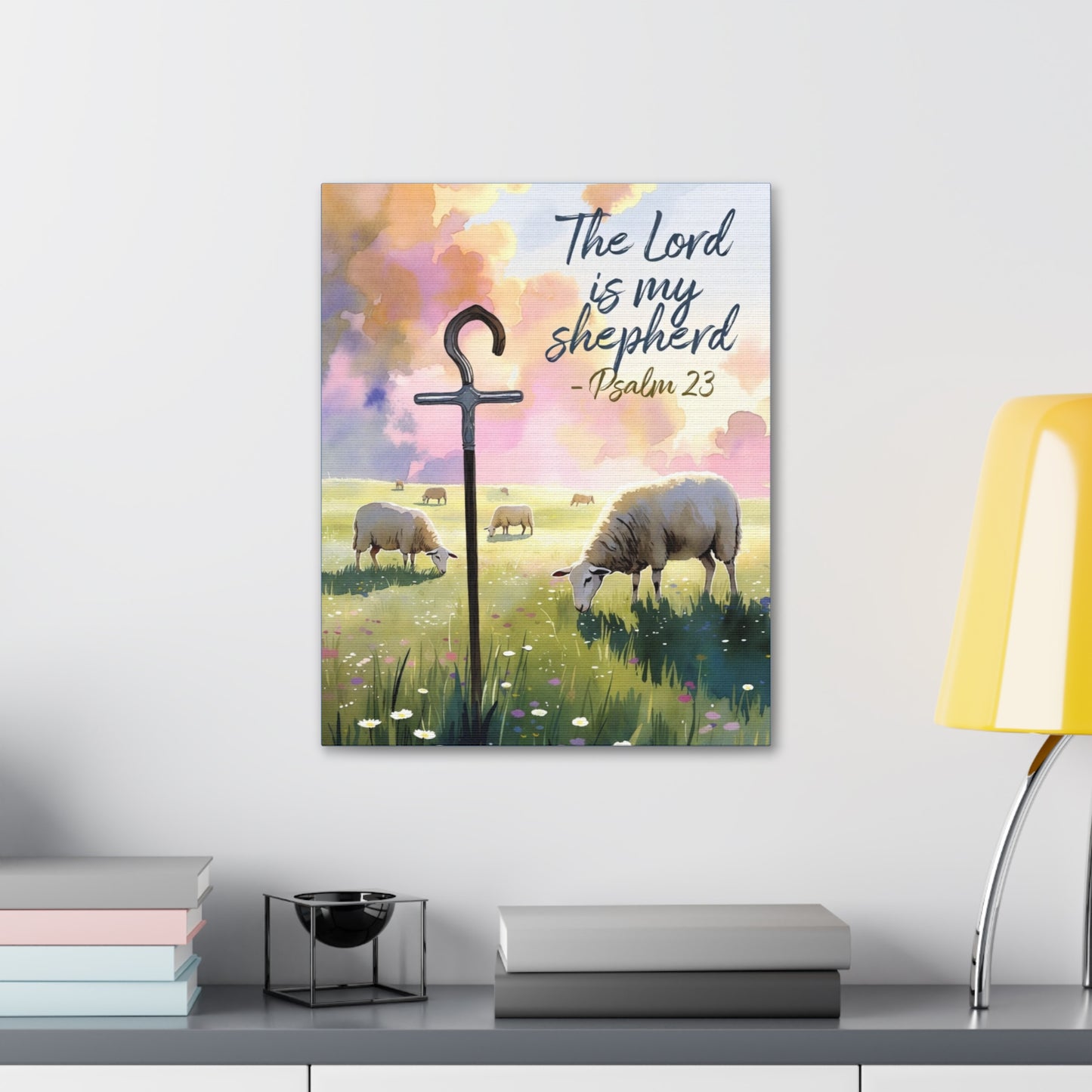 Psalm 23 Canvas Wall Art – “The Lord is My Shepherd” Stretched Canvas