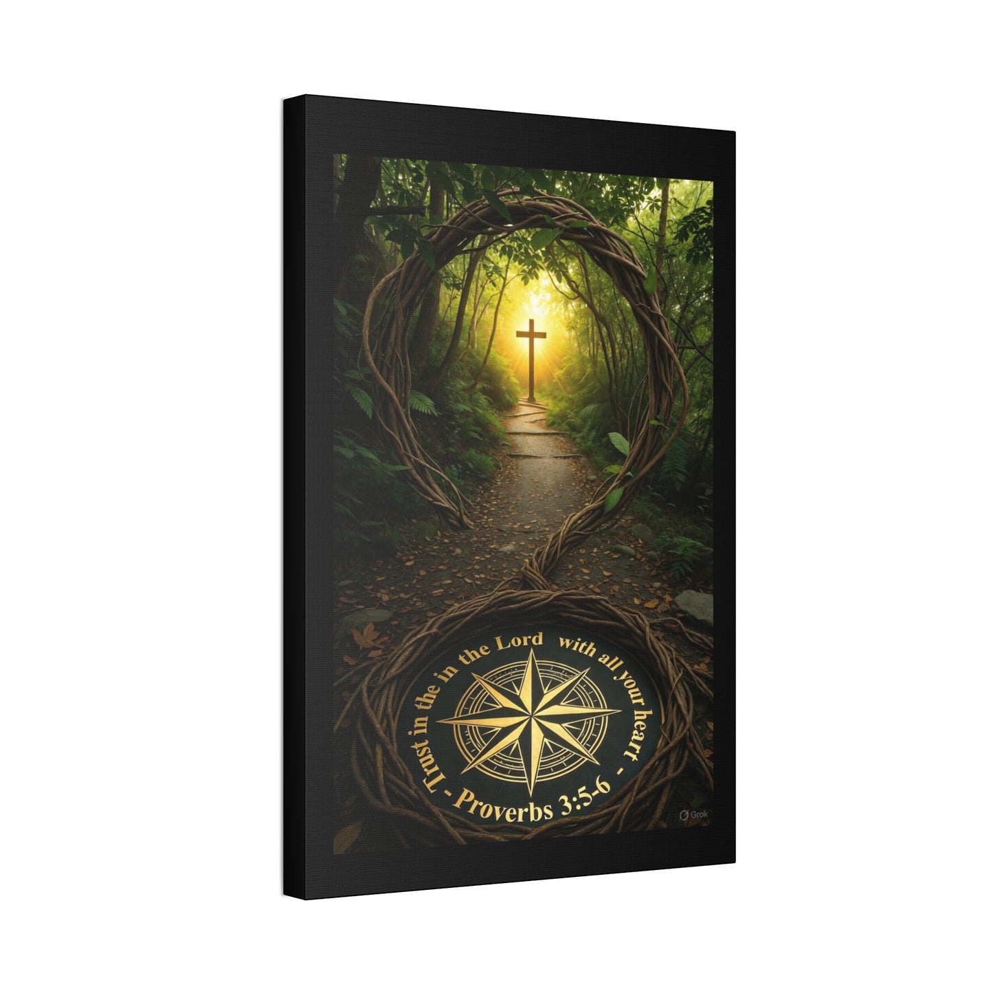 Christian Canvas Wall Art — 'Trust in the Lord' Cross Pathway (Proverbs 3:5-6)