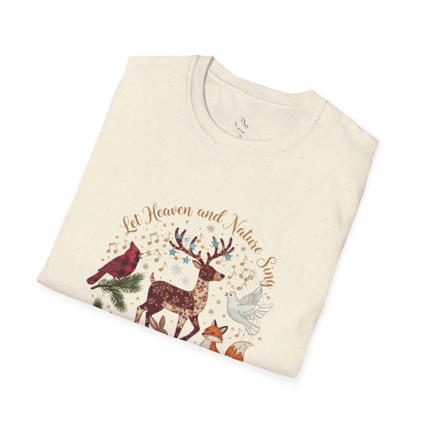 Woodland Christmas Tee — 'Believe in Heaven and Nature Again' Deer & Forest Animals T-Shirt