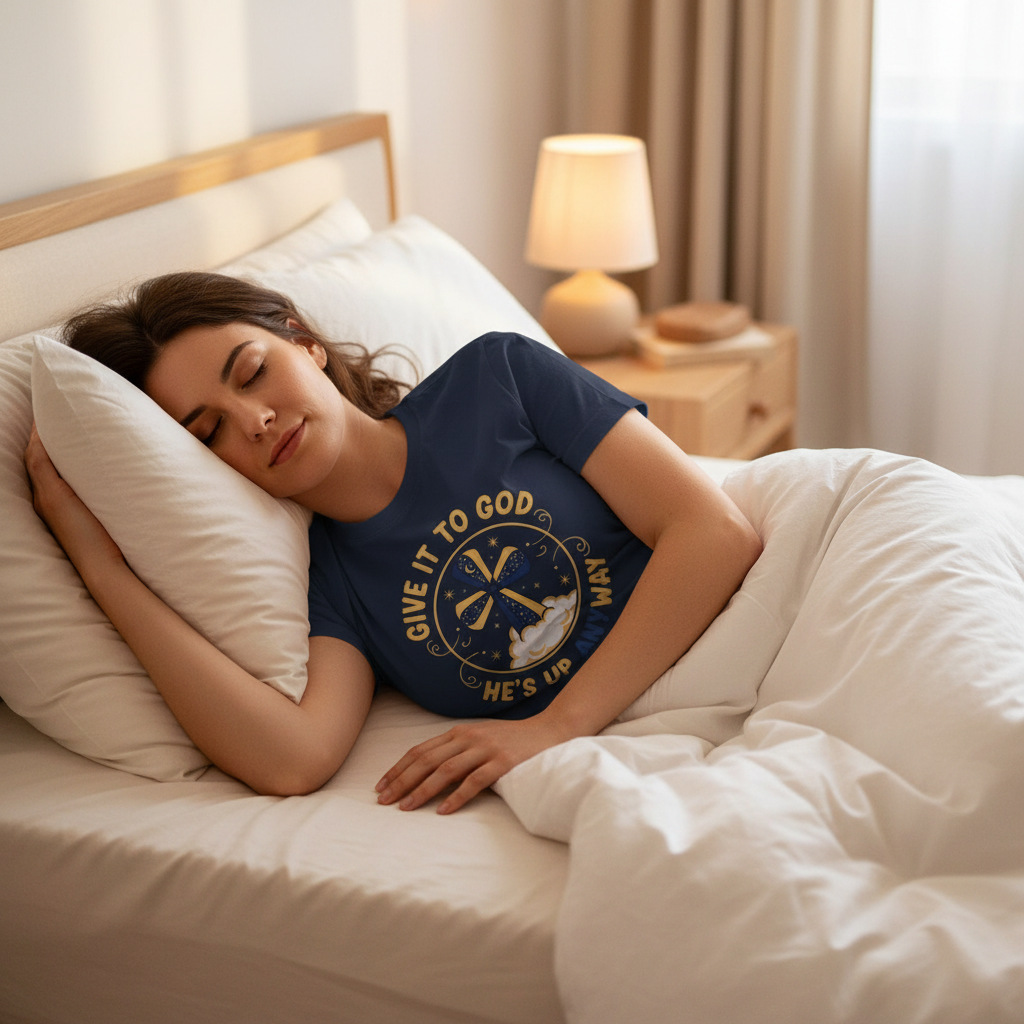 Christian Cross T-Shirt — "Give It to God He's Up Anyway" Faith Tee