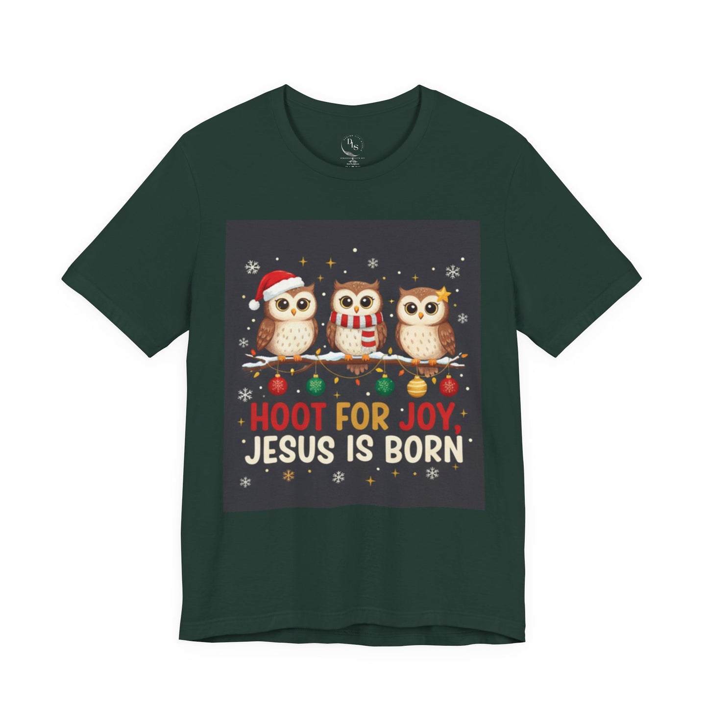 Hoot for Not Jesus is Born - Christmas Owl Graphic Tee - Hoot for Joy Jesus is Born